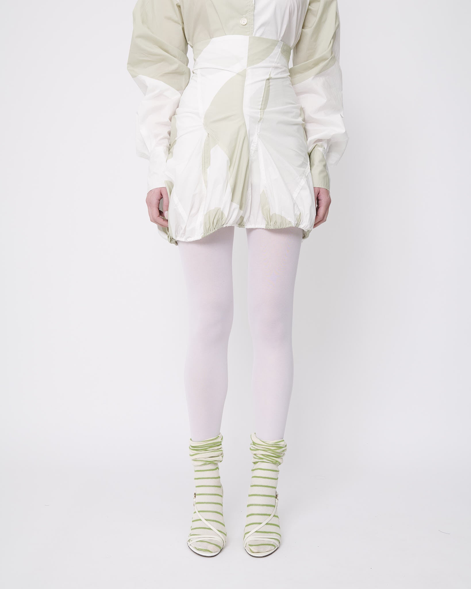 Cream Polka Puffball Mini Skirt