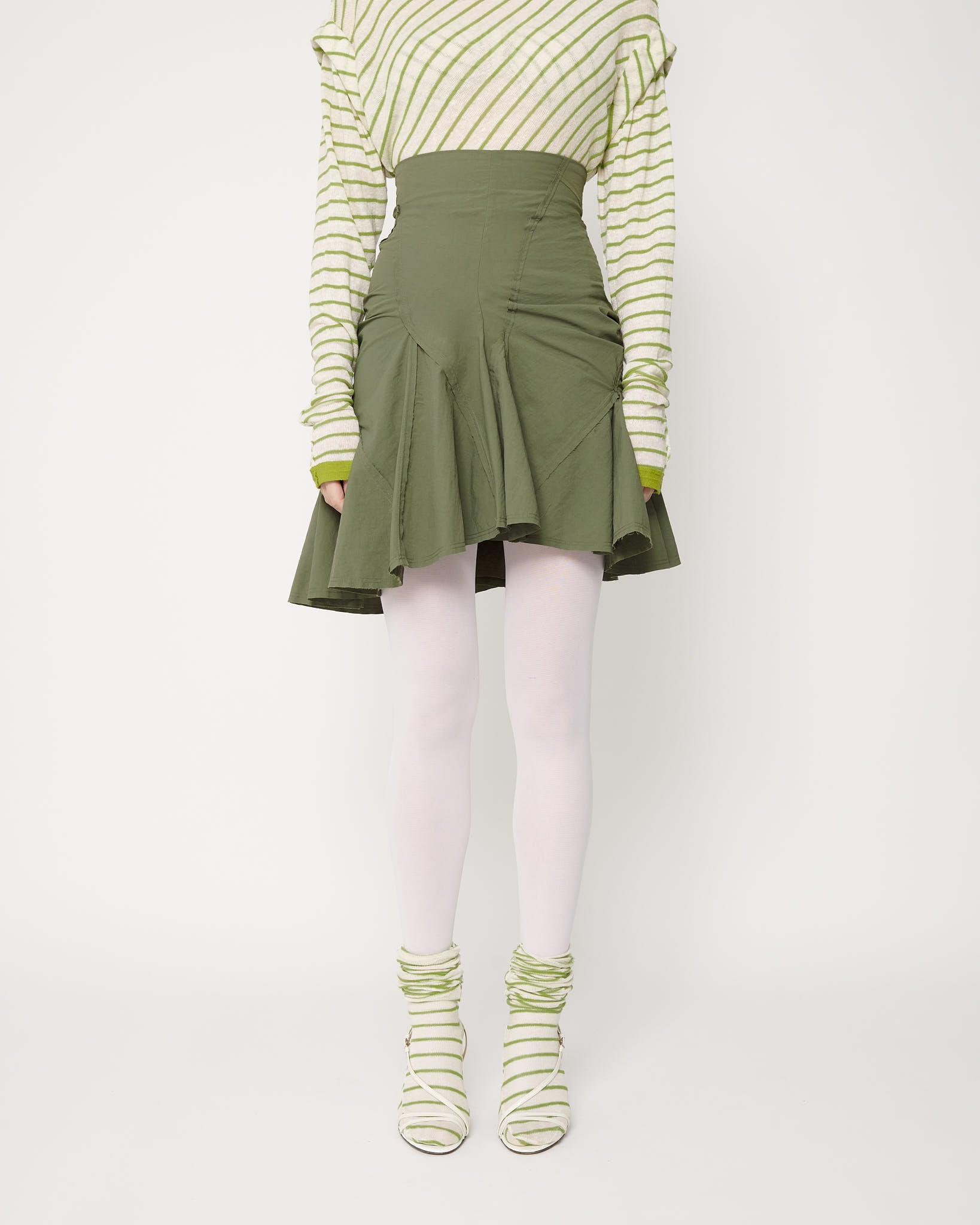 Khaki Mini Flame Skirt
