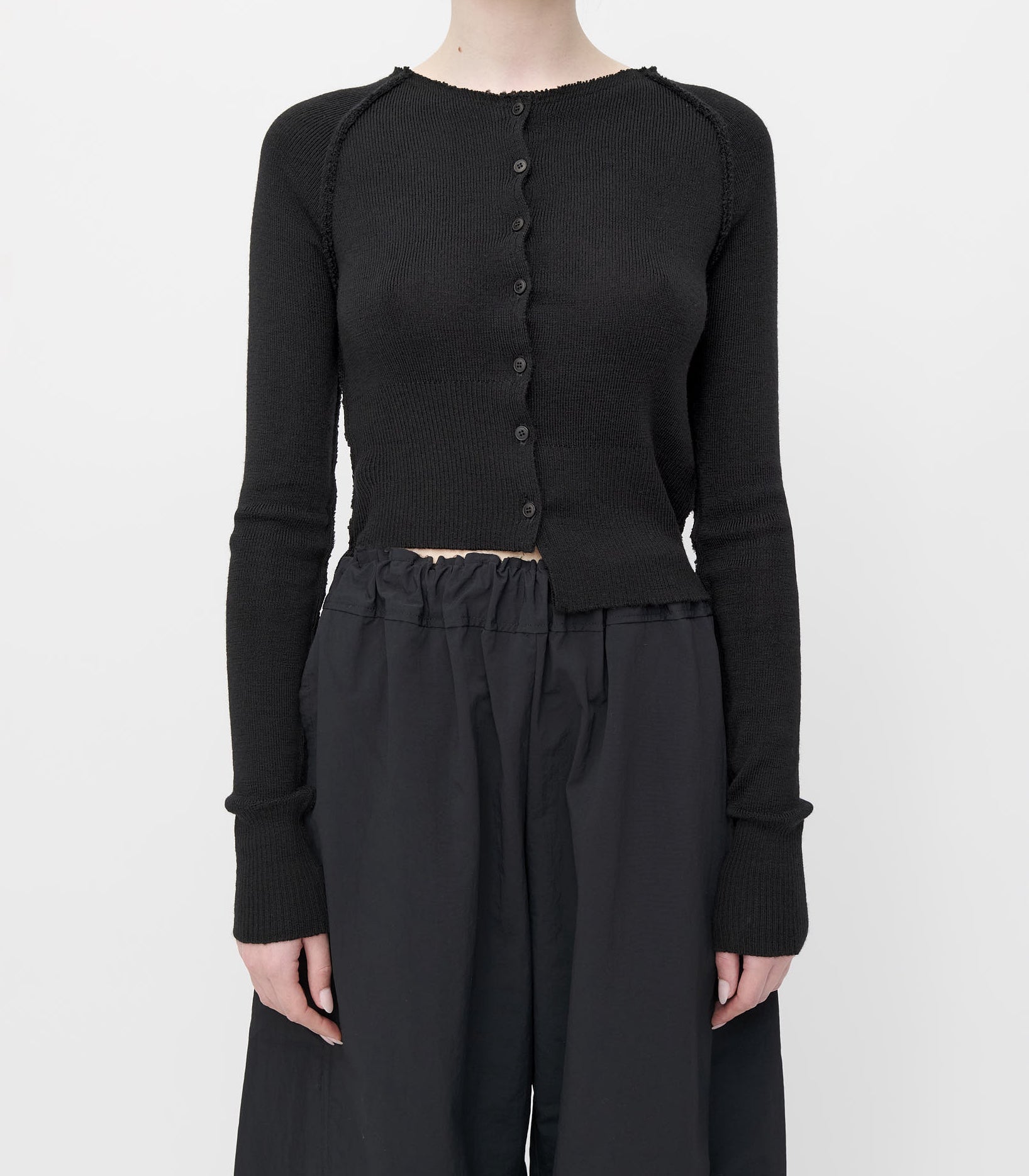 Black Merino Knit Classic Cardigan