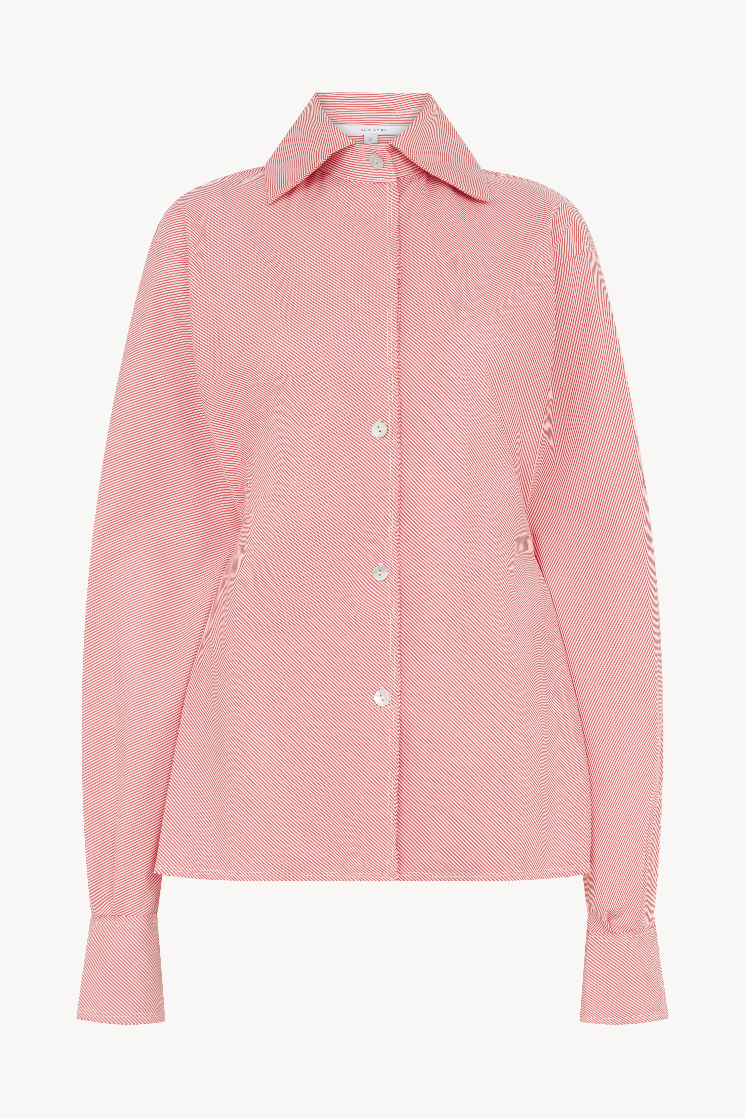 Red Stripe Pinched Waist Shirt