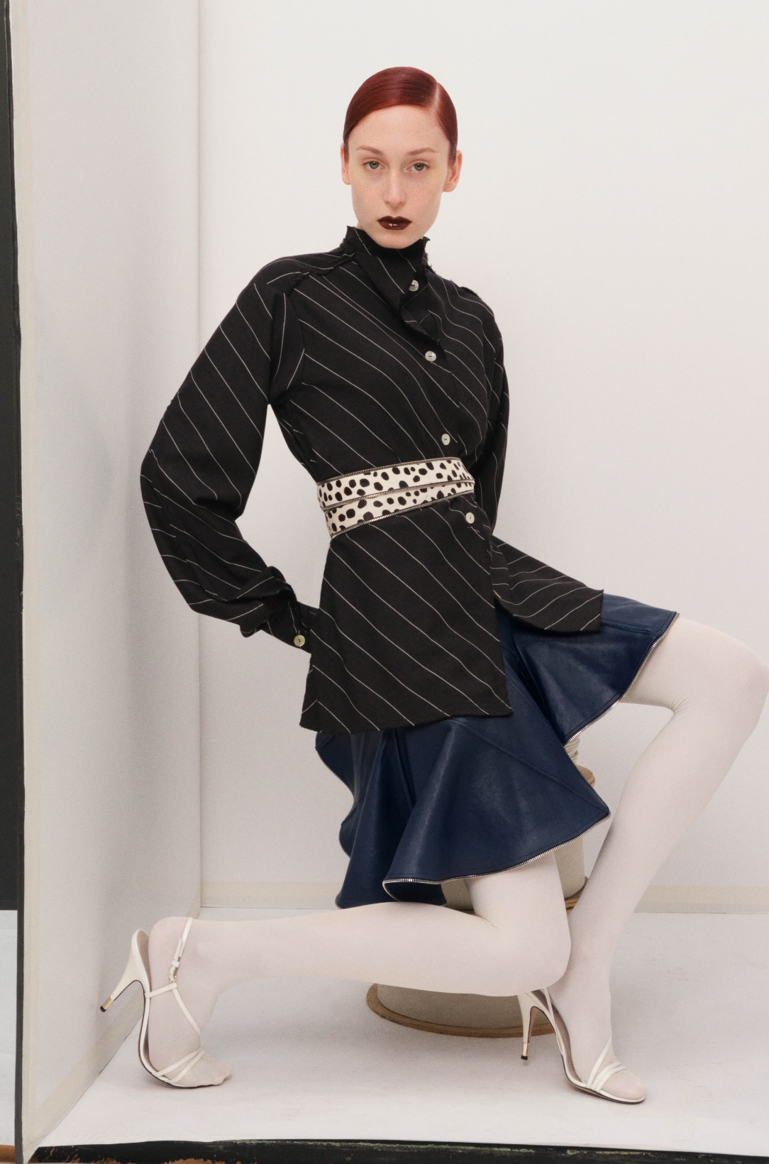 PINSTRIPE PINCHED WAIST SHIRT
