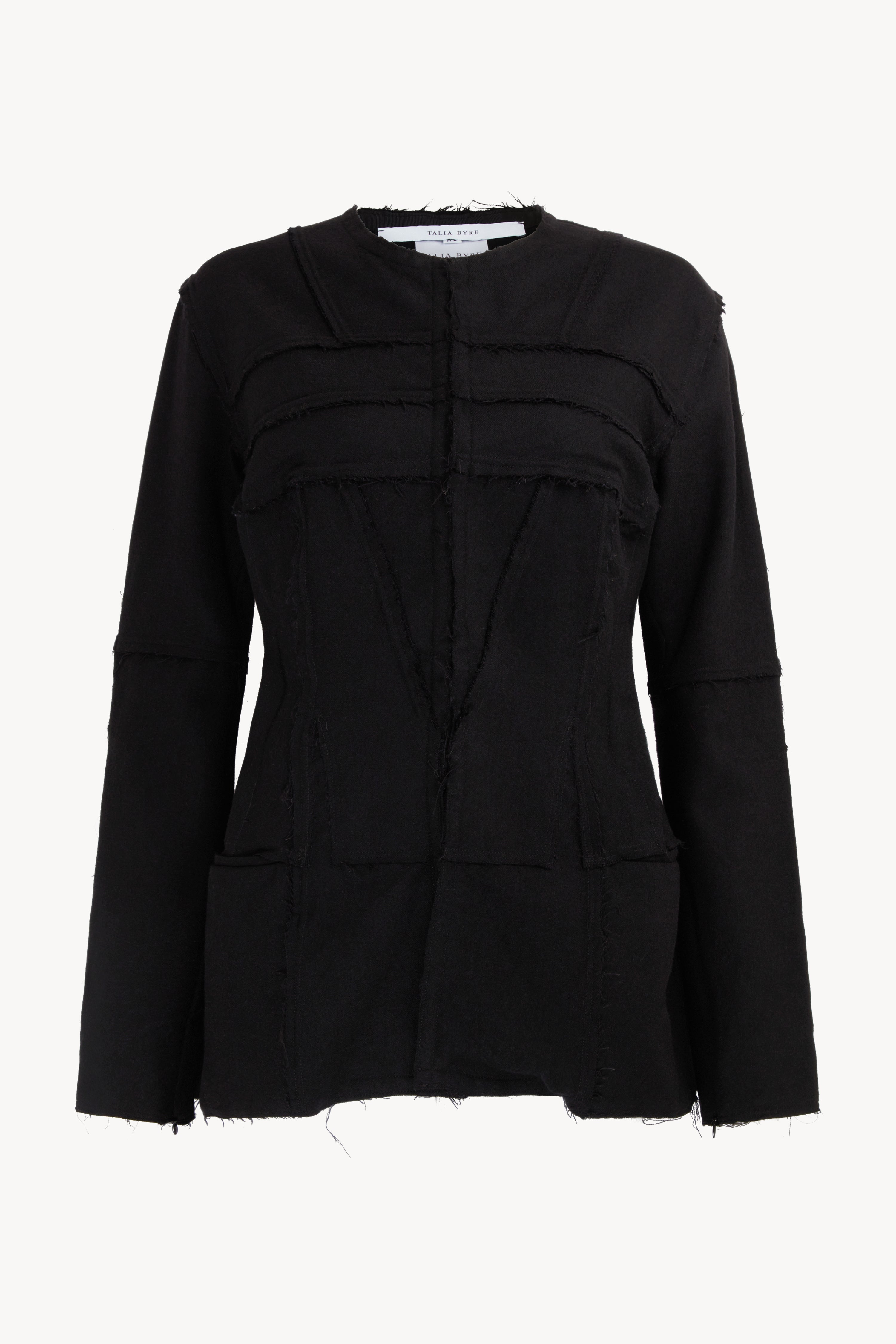 Black Long Line Jacket - Wool