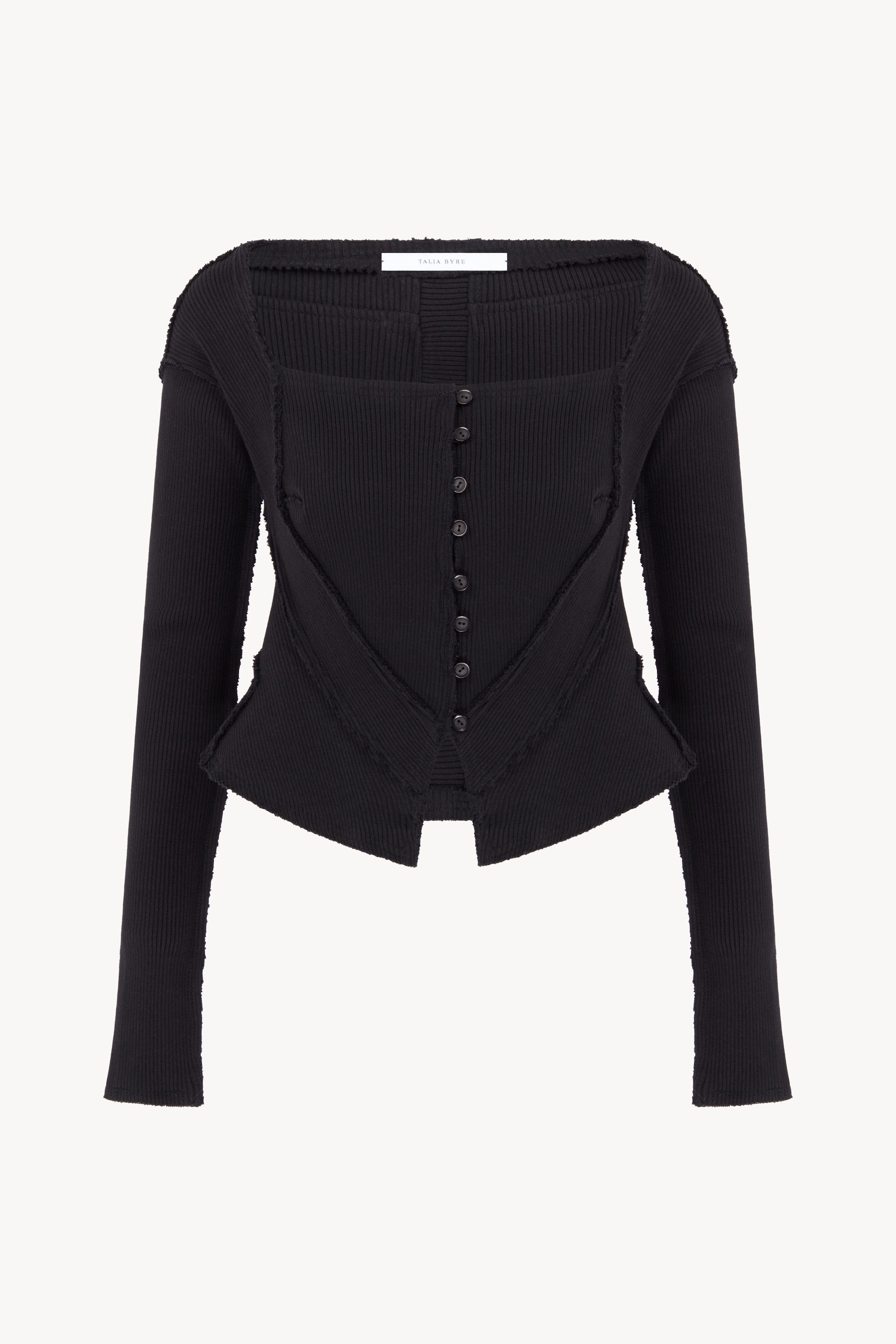 Black Rib Knit Corset Cardigan