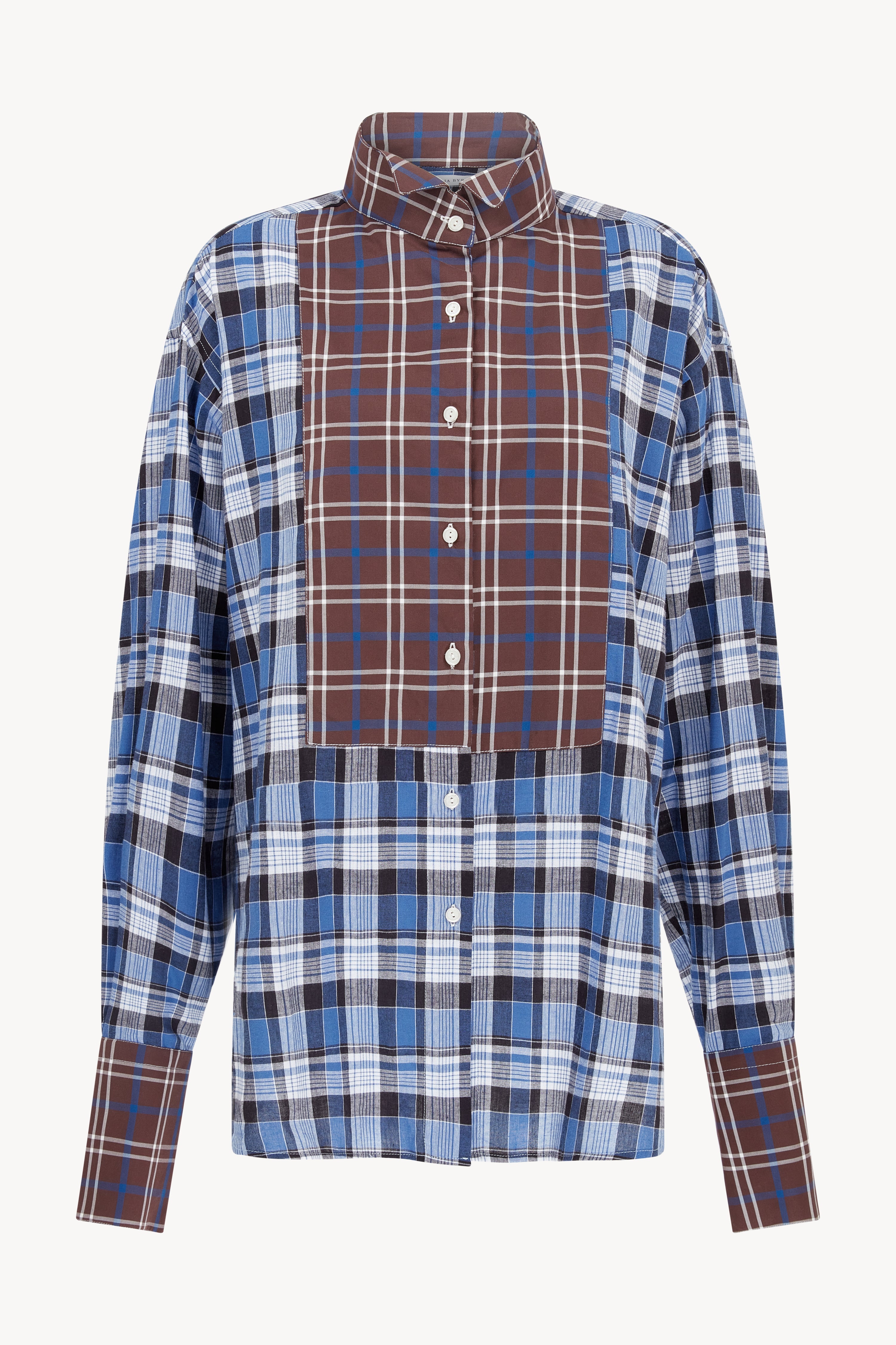 BROWN AND BLUE OVERSIZED EVENING SHIRT