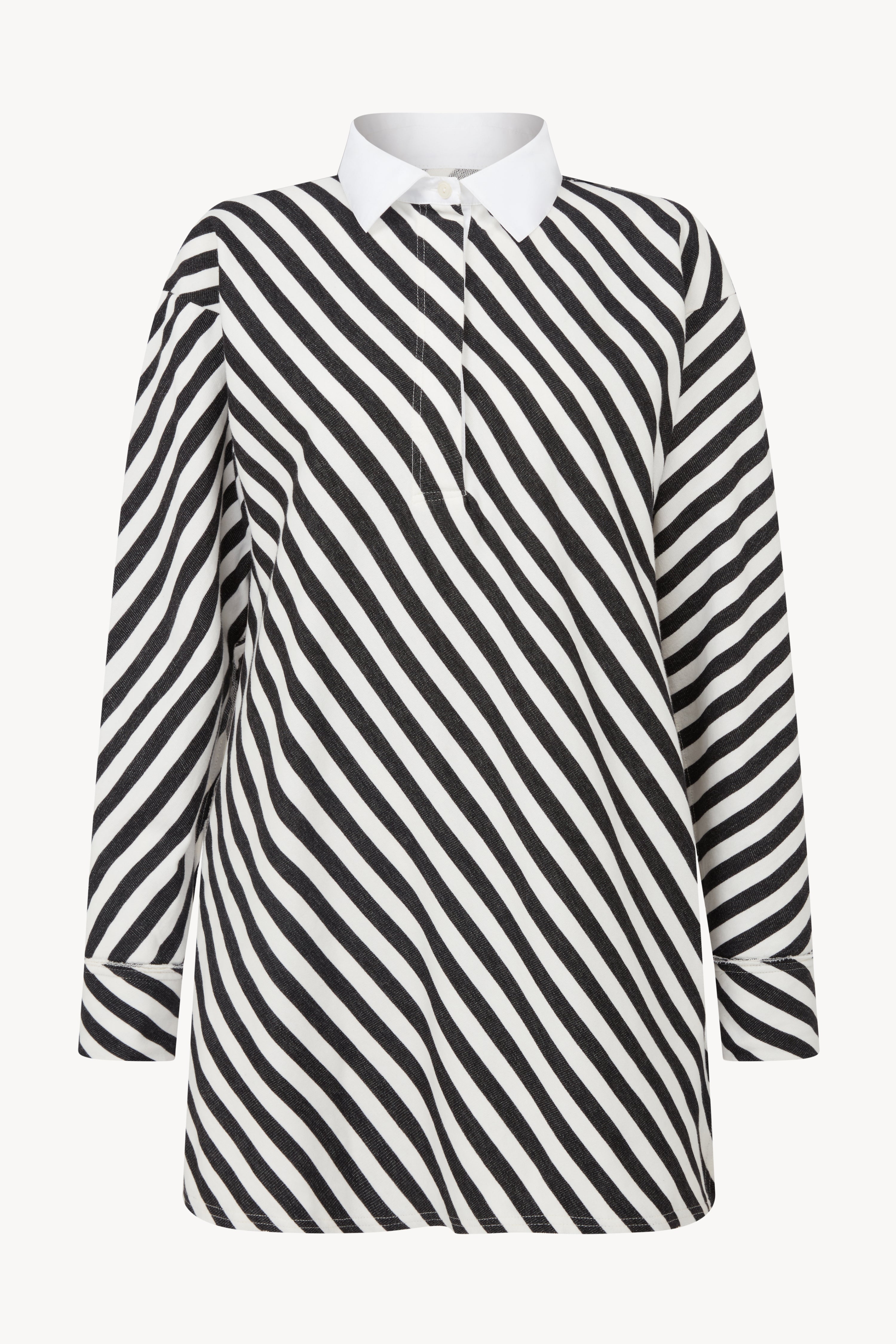 BLACK AND WHITE STRIPED RUGBY SHIRT