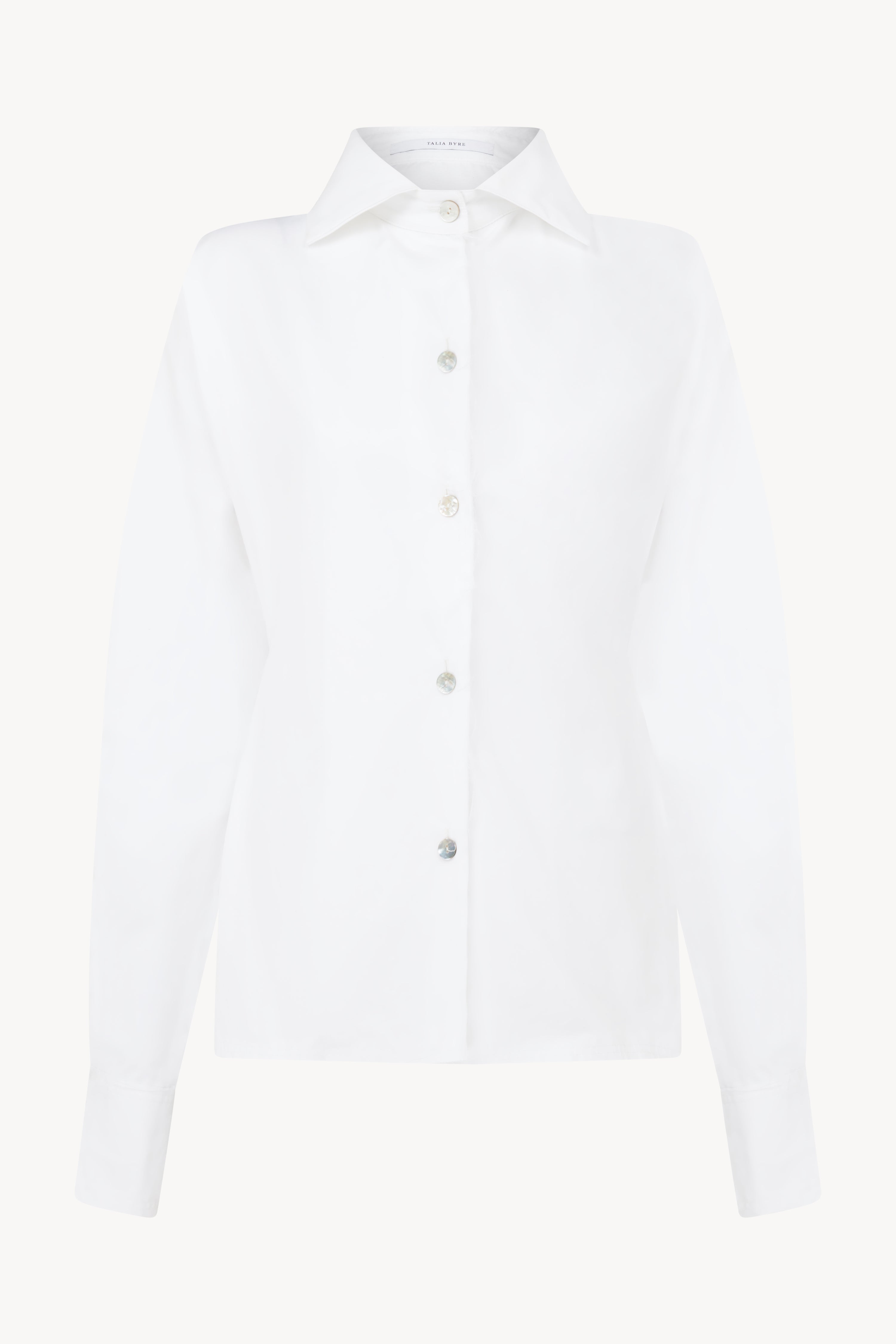 WHITE PINCHED WAIST SHIRT WITH COLLAR