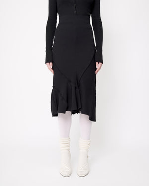 Black Midi Rib Knit Skirt