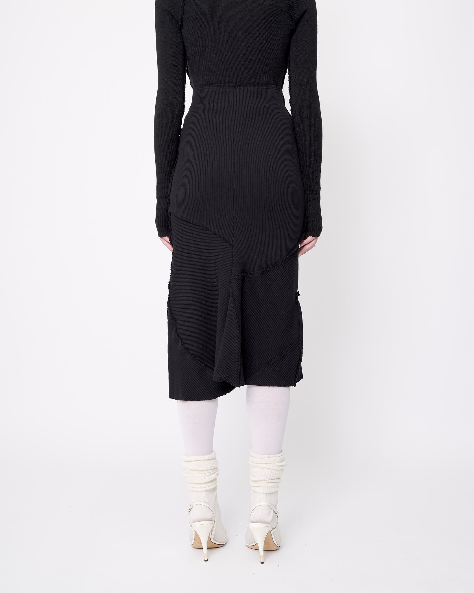 Black Midi Rib Knit Skirt