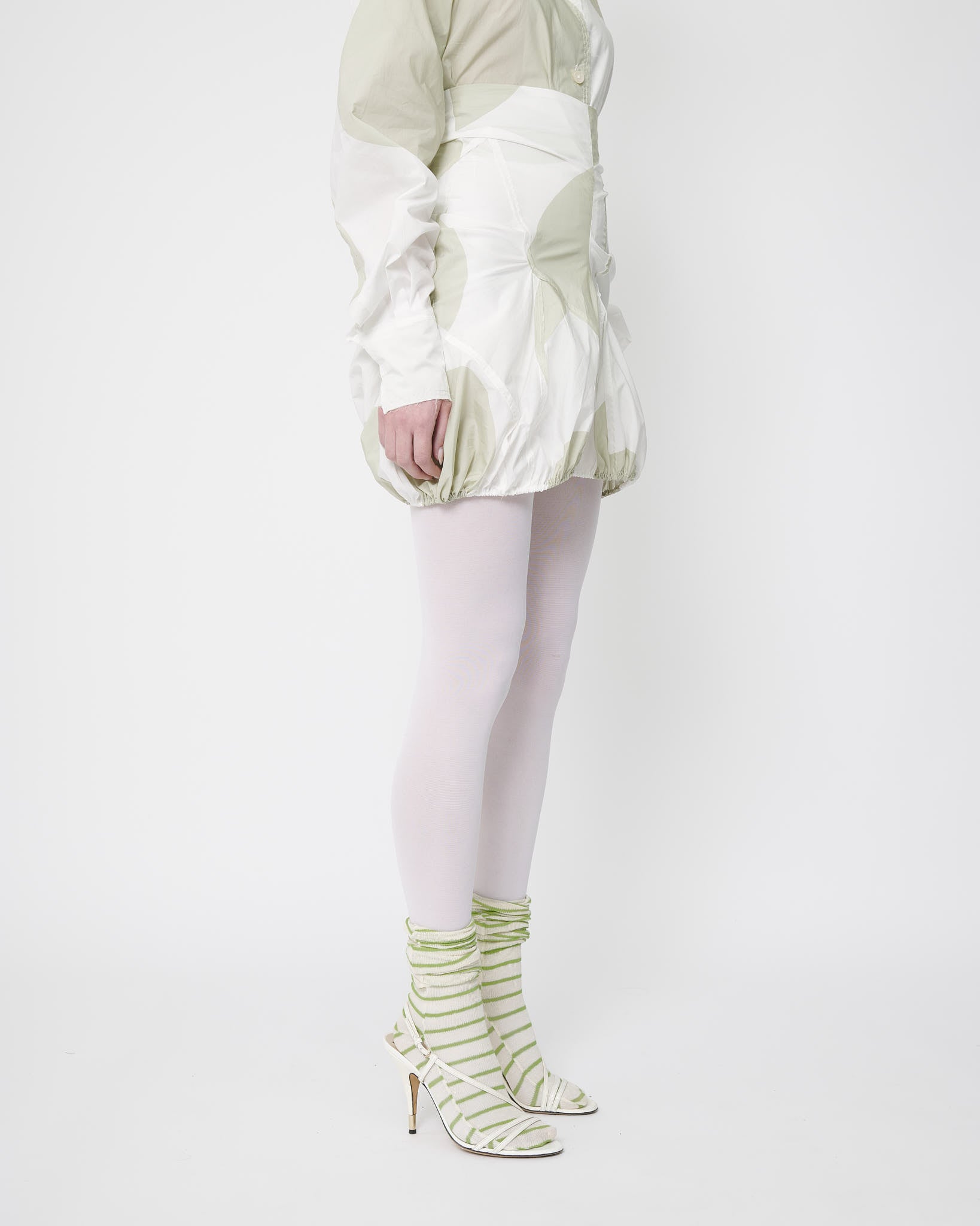 Cream Polka Puffball Mini Skirt