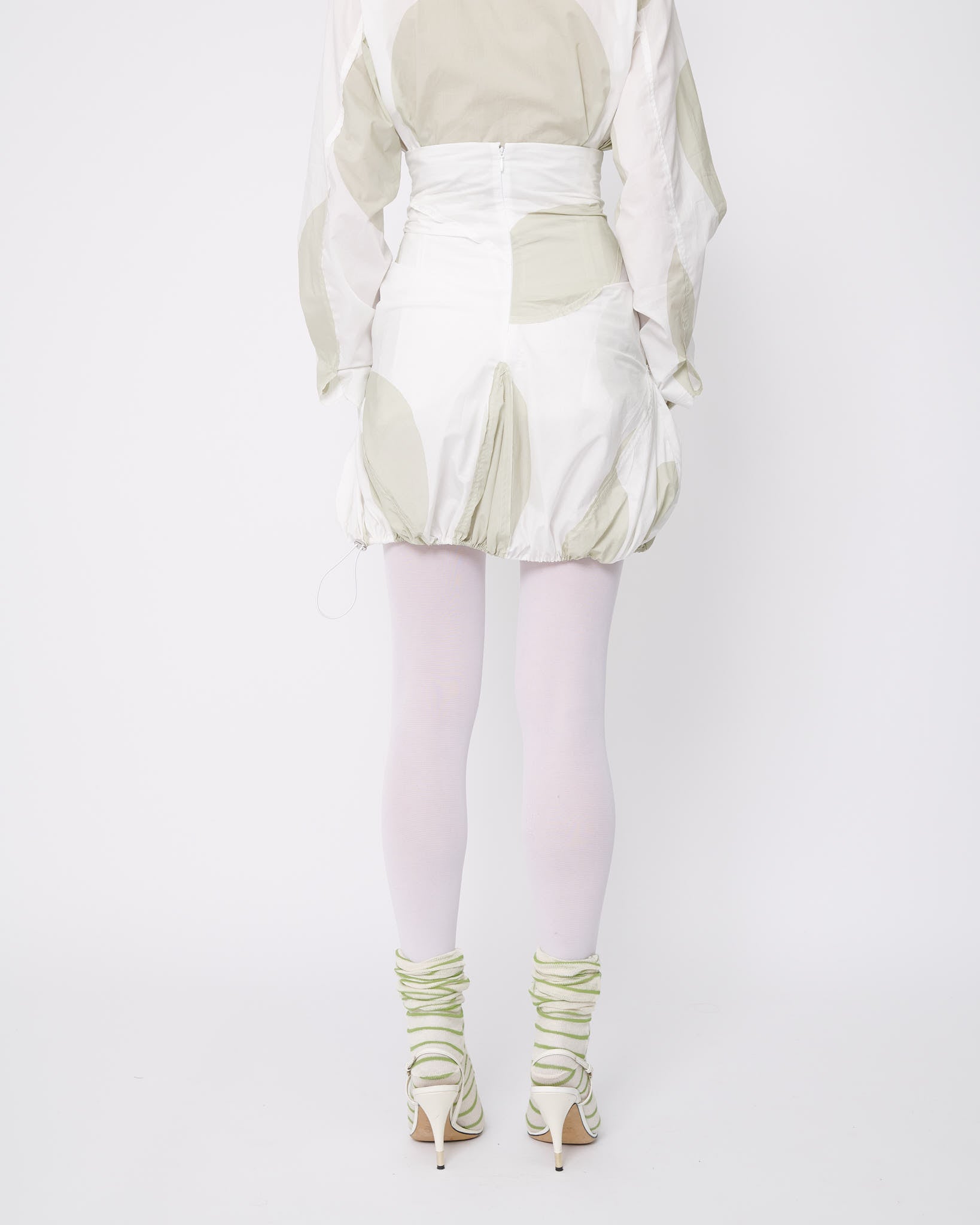 Cream Polka Puffball Mini Skirt