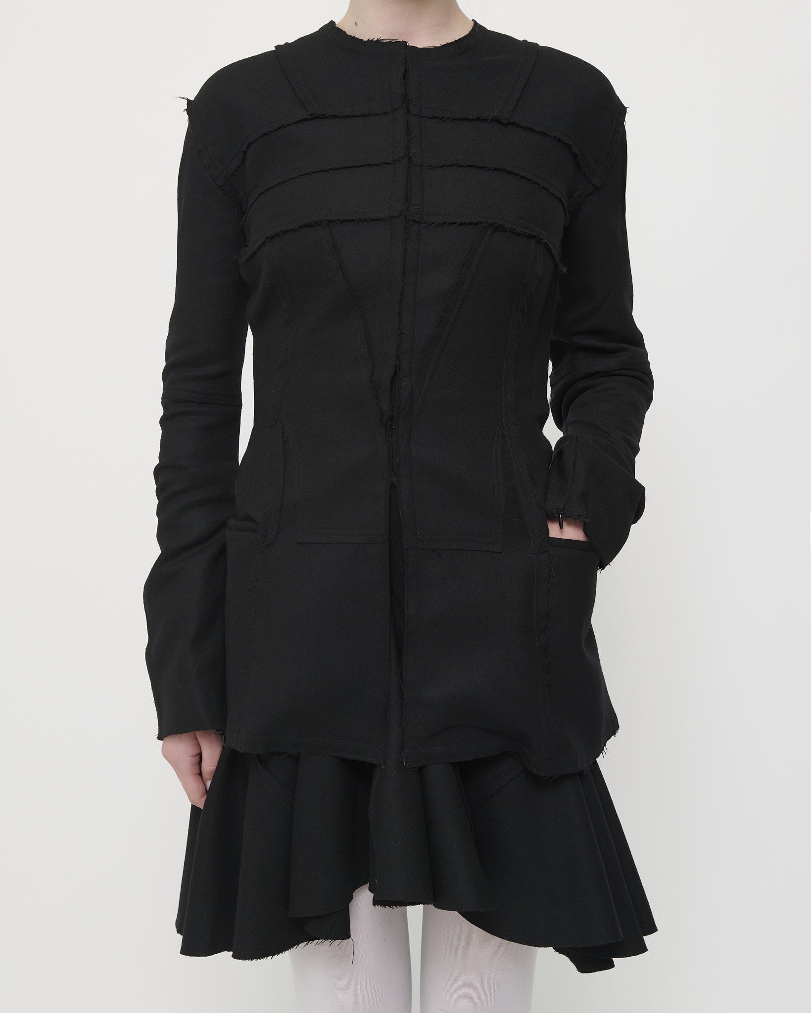 Black Long Line Jacket - Wool