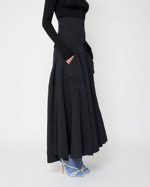 Black Full Flame Skirt - Nylon