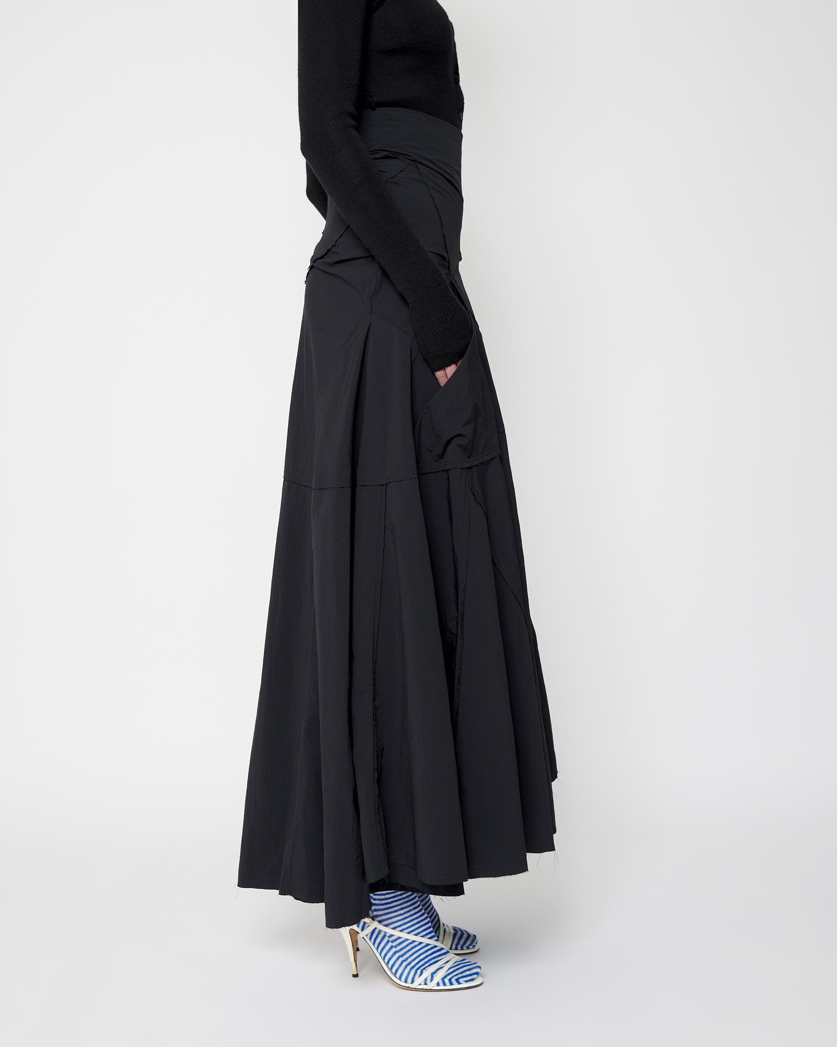 Black Full Flame Skirt - Nylon