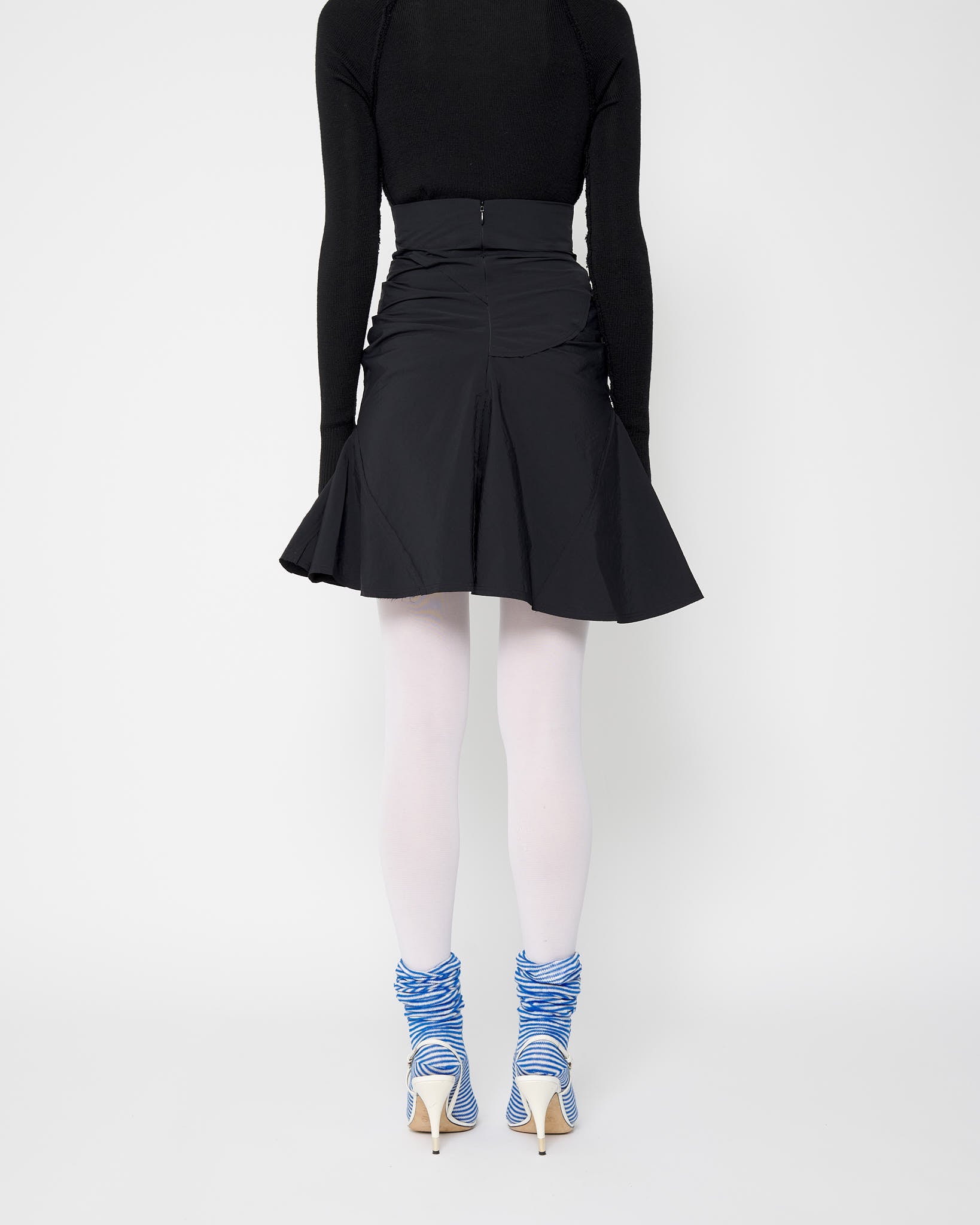 Black Mini Flame Skirt - Nylon