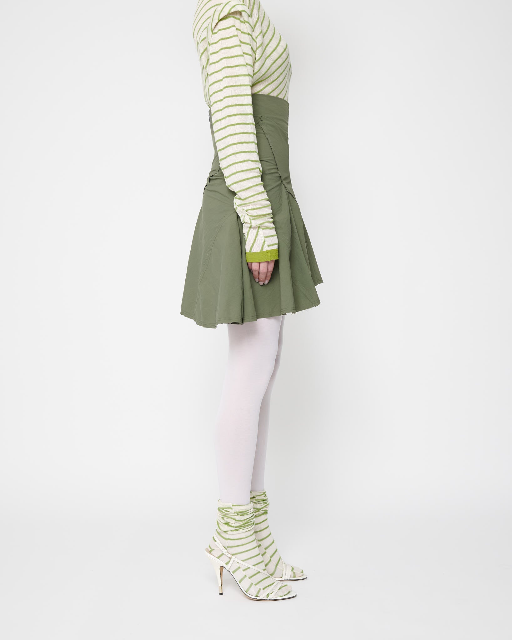 Khaki Mini Flame Skirt