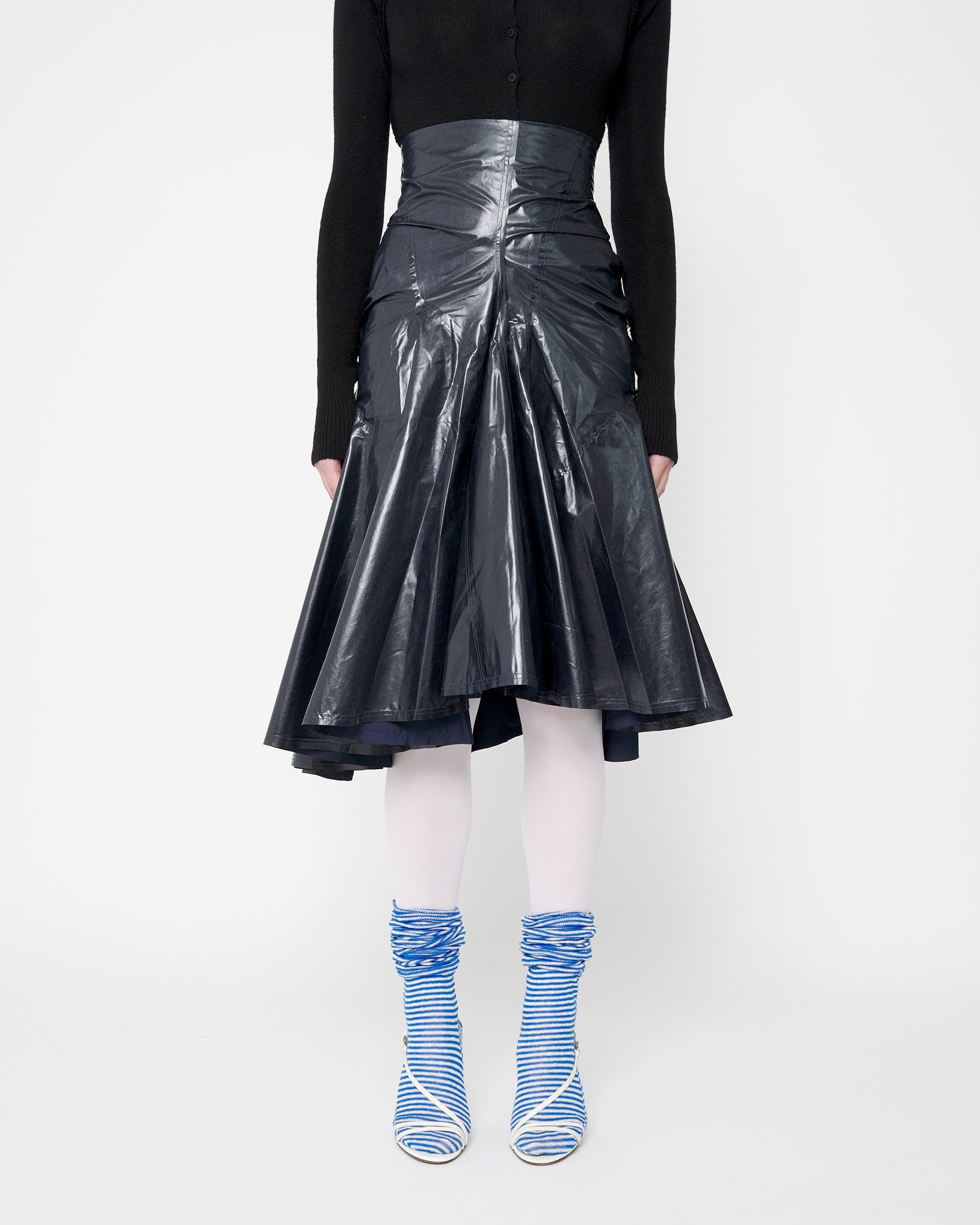 Navy Midi Flame Skirt