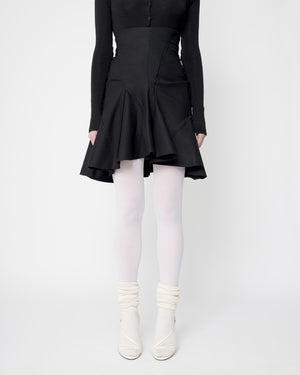 Black Mini Flame Skirt - Wool