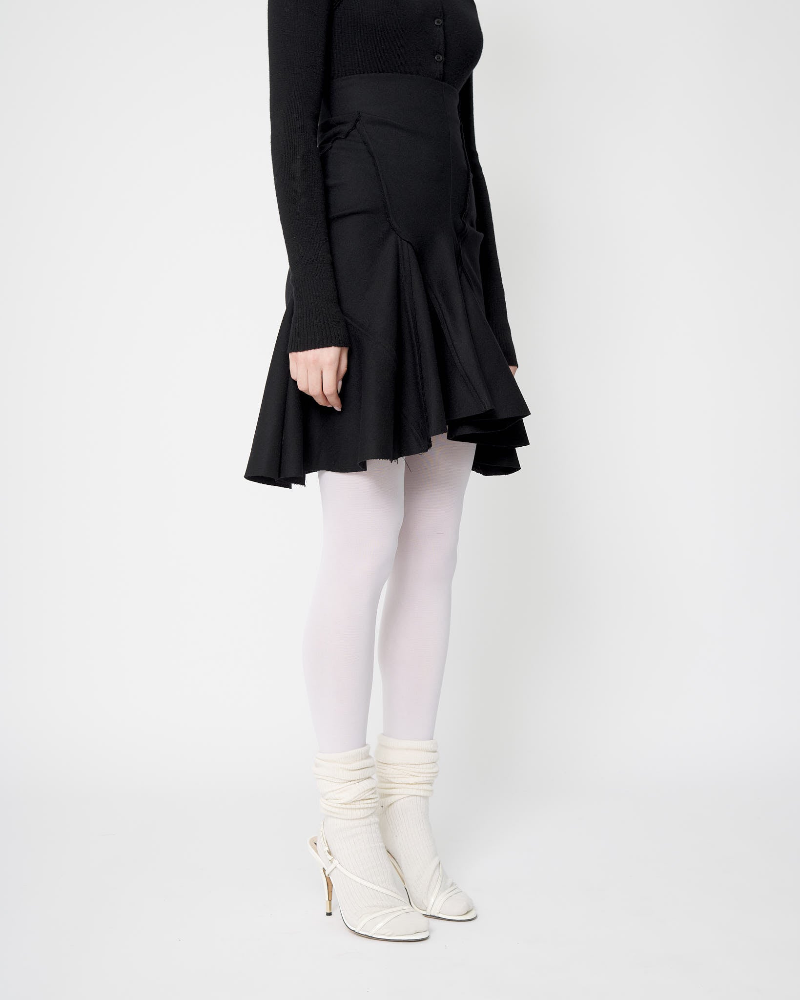 Black Mini Flame Skirt - Wool
