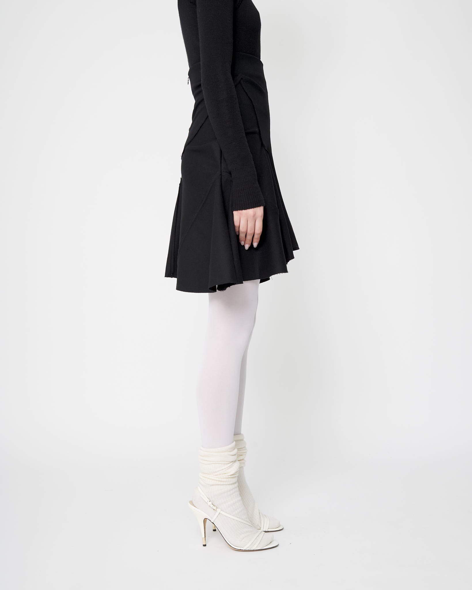 Black Mini Flame Skirt - Wool