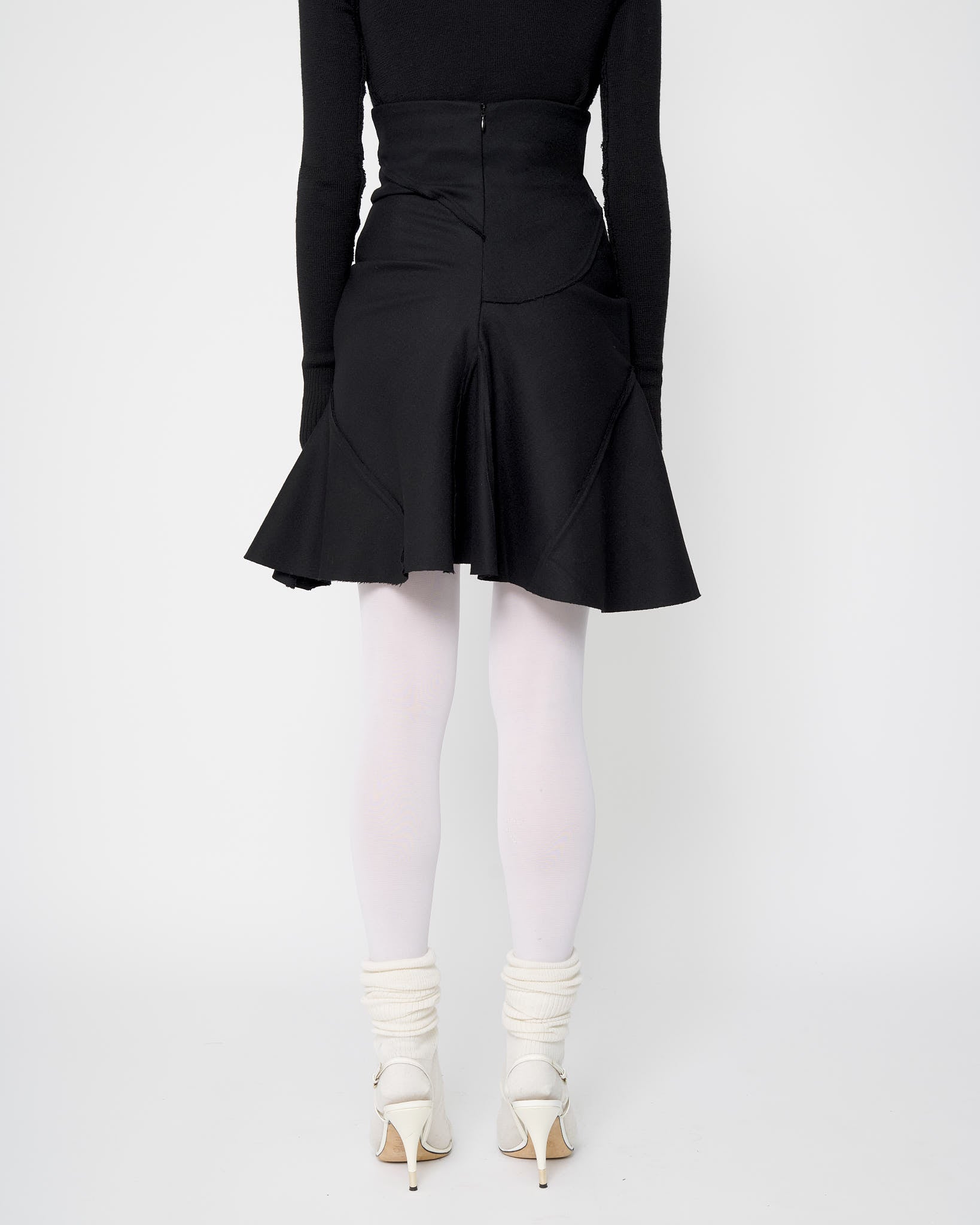 Black Mini Flame Skirt - Wool