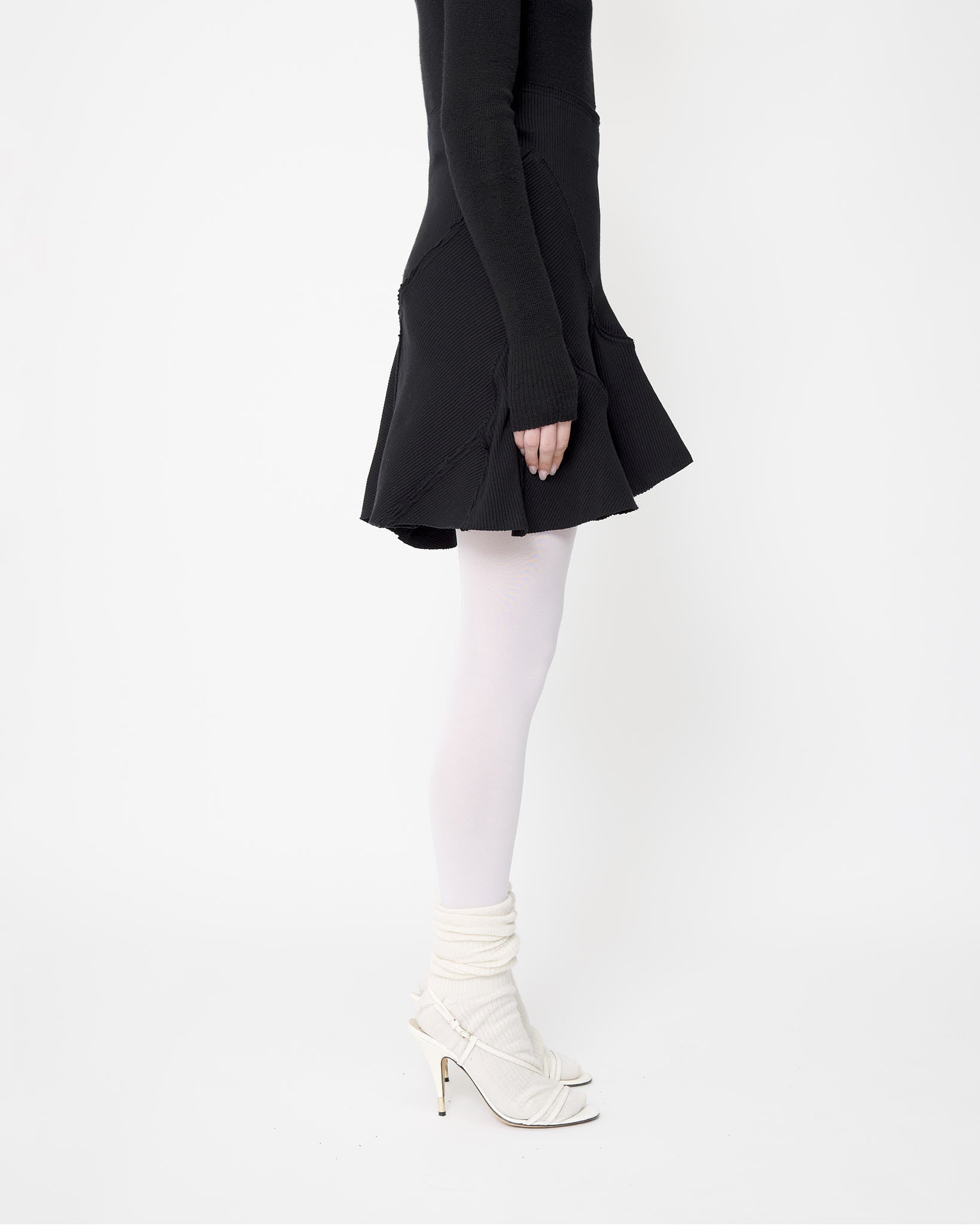 Black Mini Rib Knit Skirt