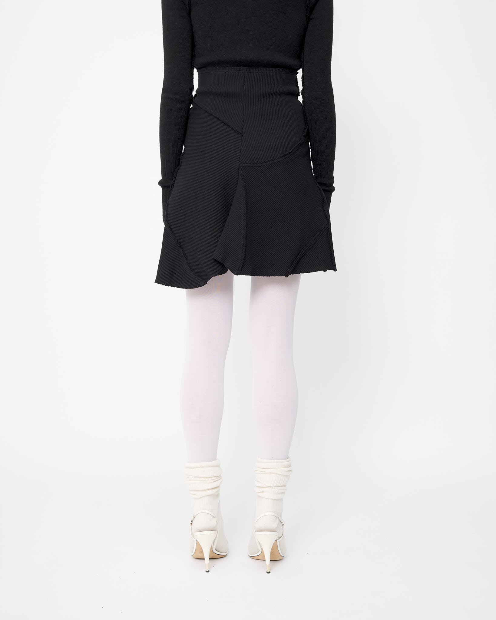 Black Mini Rib Knit Skirt