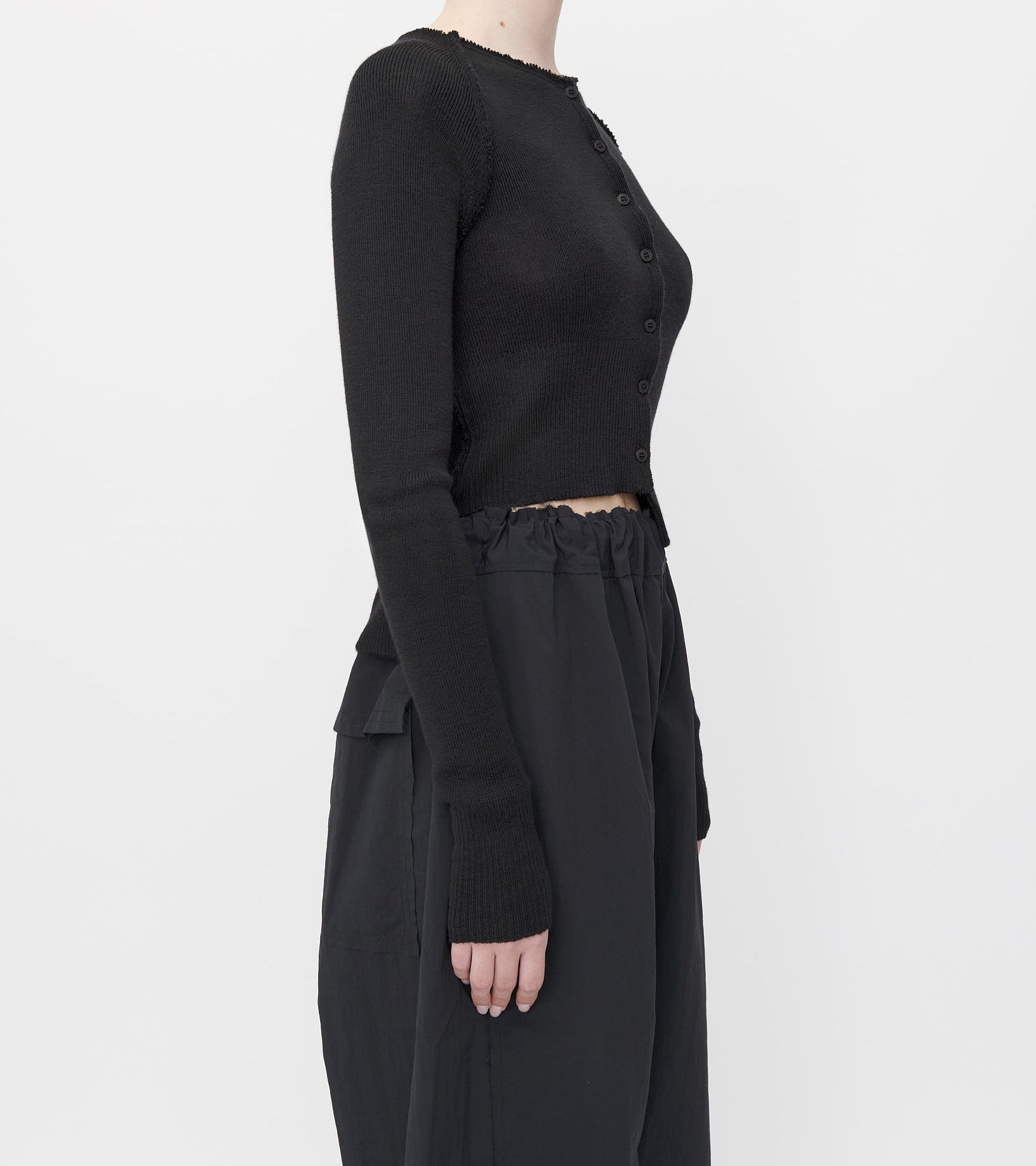 Black Merino Knit Classic Cardigan