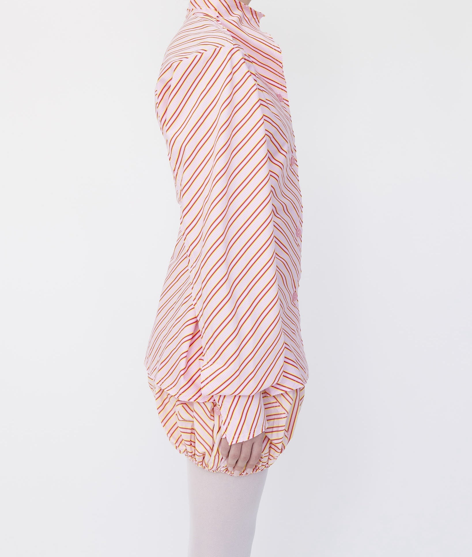 Pink Stripe Pinched Waist Shirt