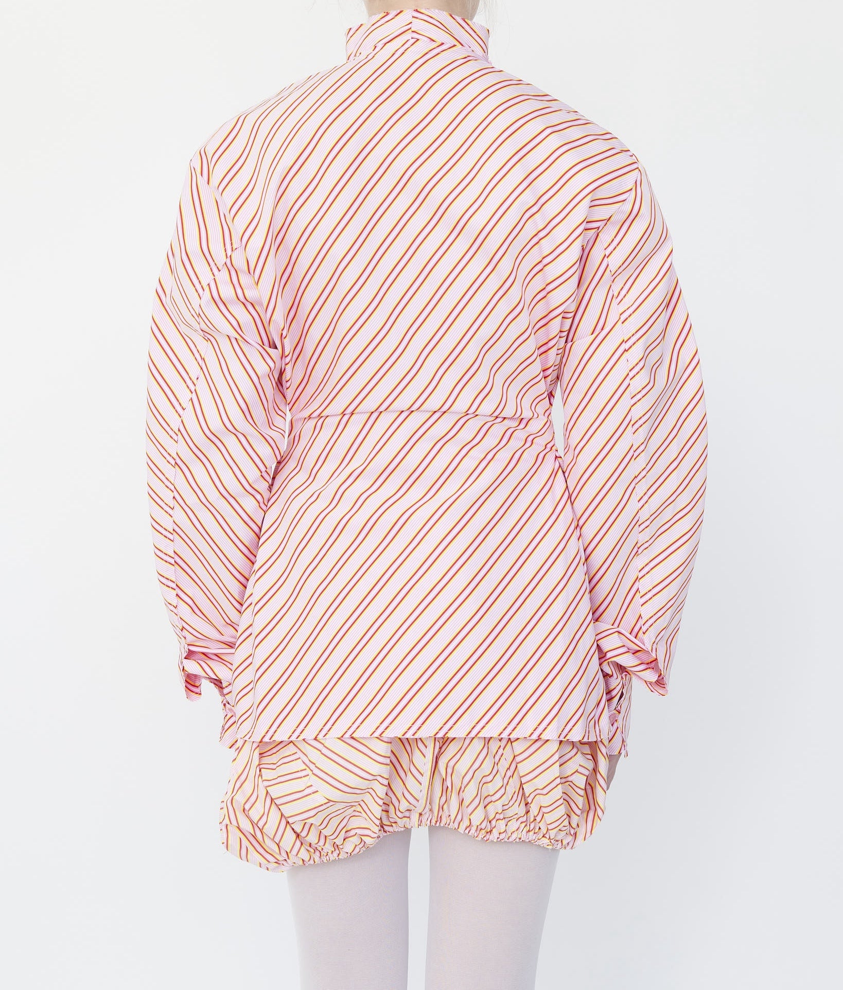 Pink Stripe Pinched Waist Shirt