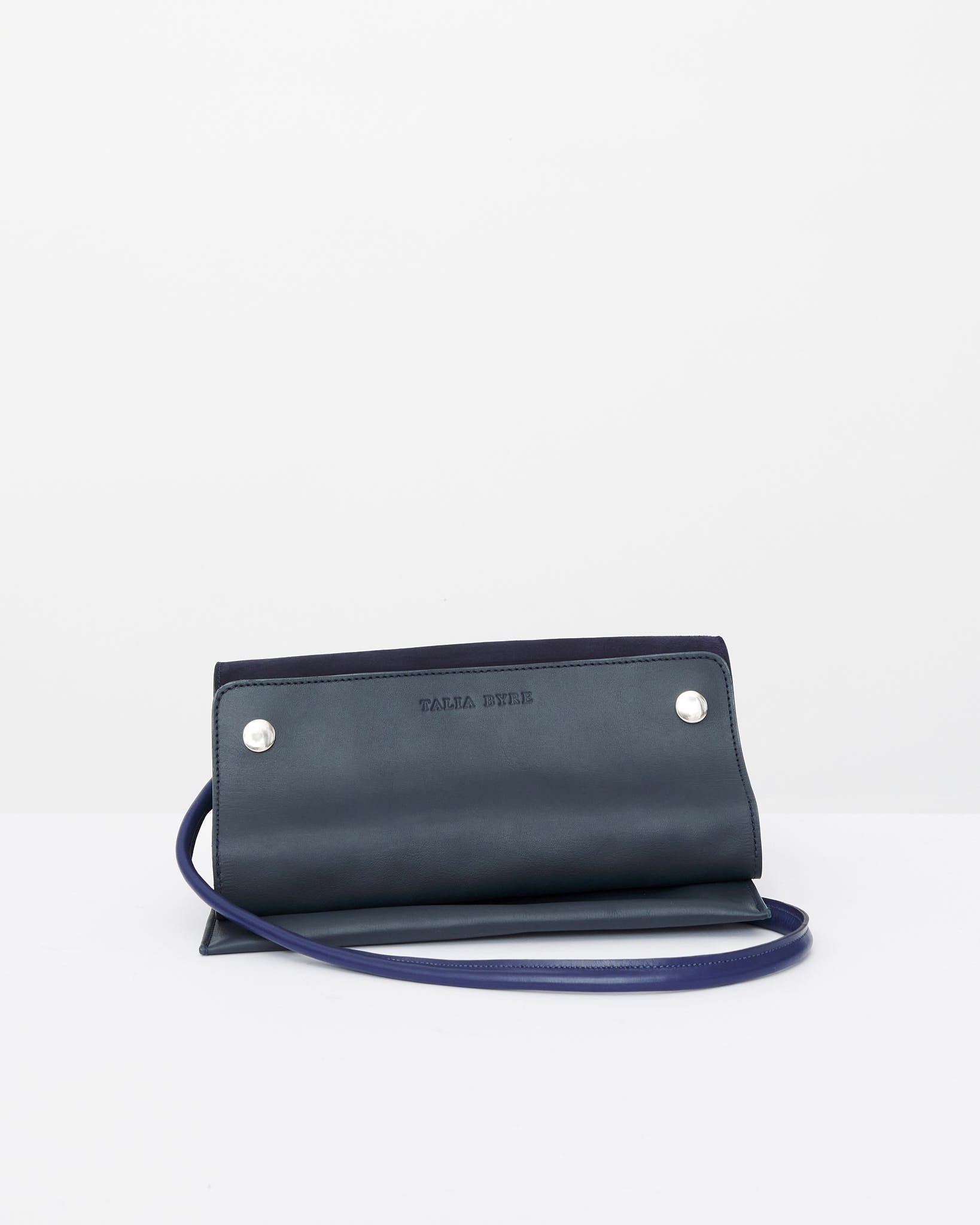 NAVY SUEDE CROSS BODY CLUTCH