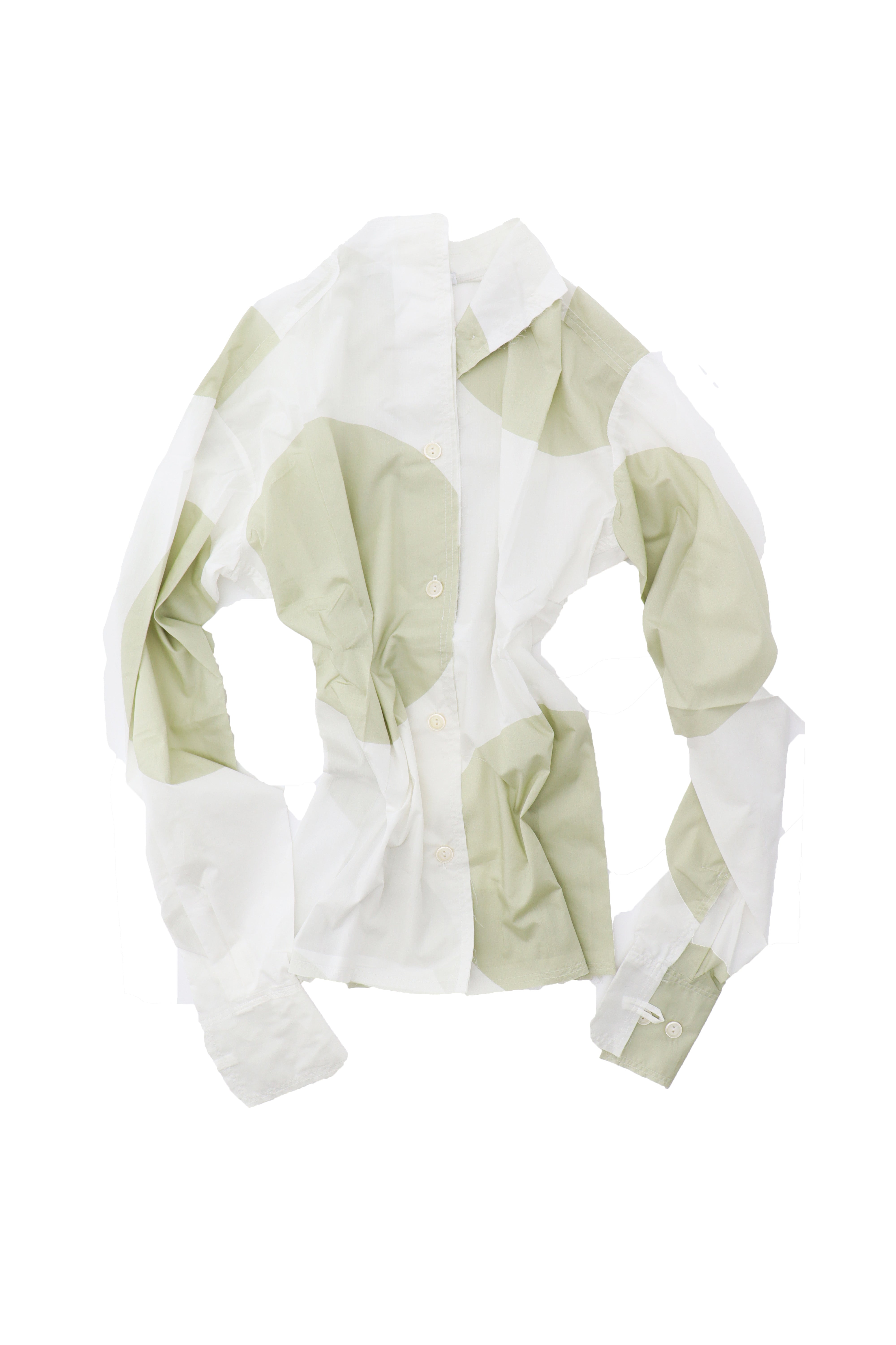 Cream Polka Pinched Waist Shirt