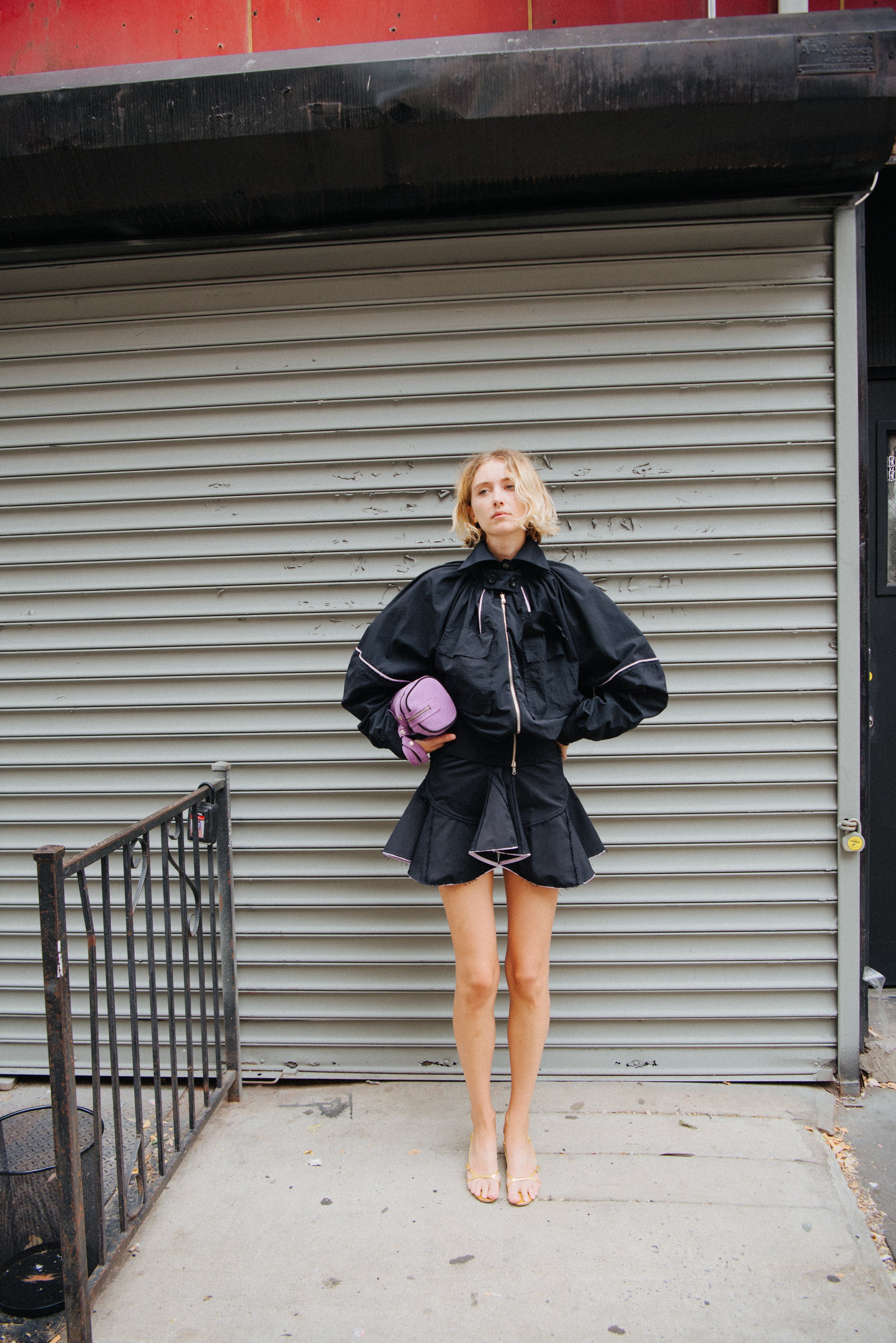 Black and Lilac Bomber Jacket