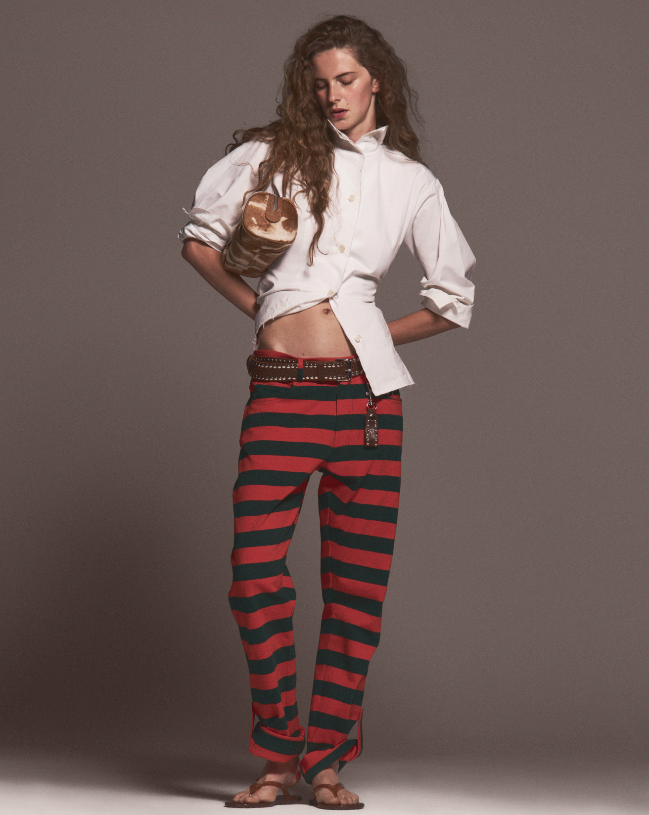 White Pinched Waist Shirt