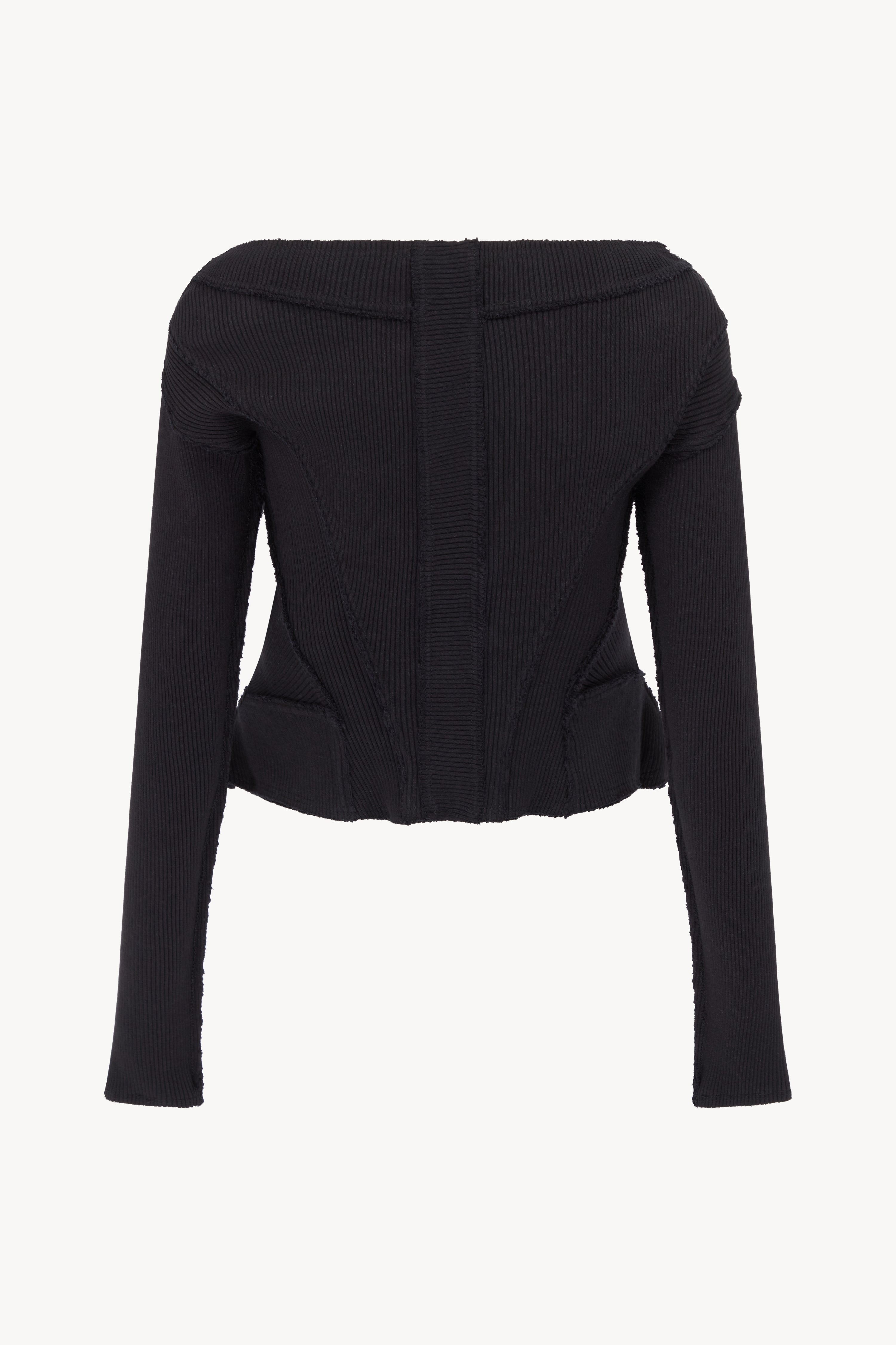 Black Rib Knit Corset Cardigan