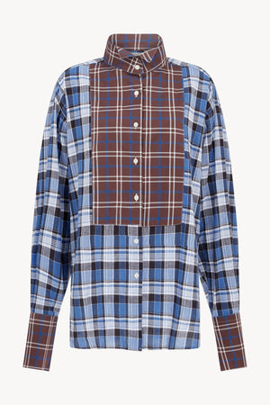 BROWN AND BLUE OVERSIZED EVENING SHIRT