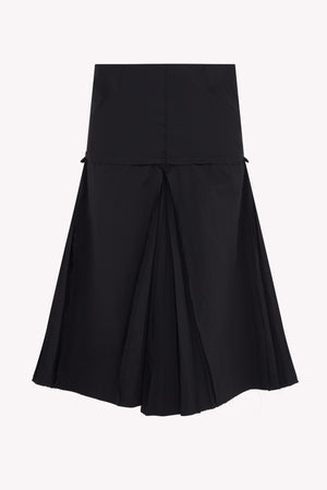 BLACK PLEATED MIDI SKIRT