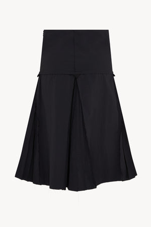 BLACK PLEATED MIDI SKIRT