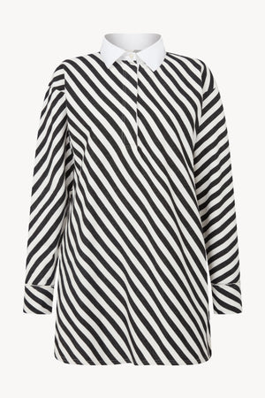 BLACK AND WHITE STRIPED RUGBY SHIRT