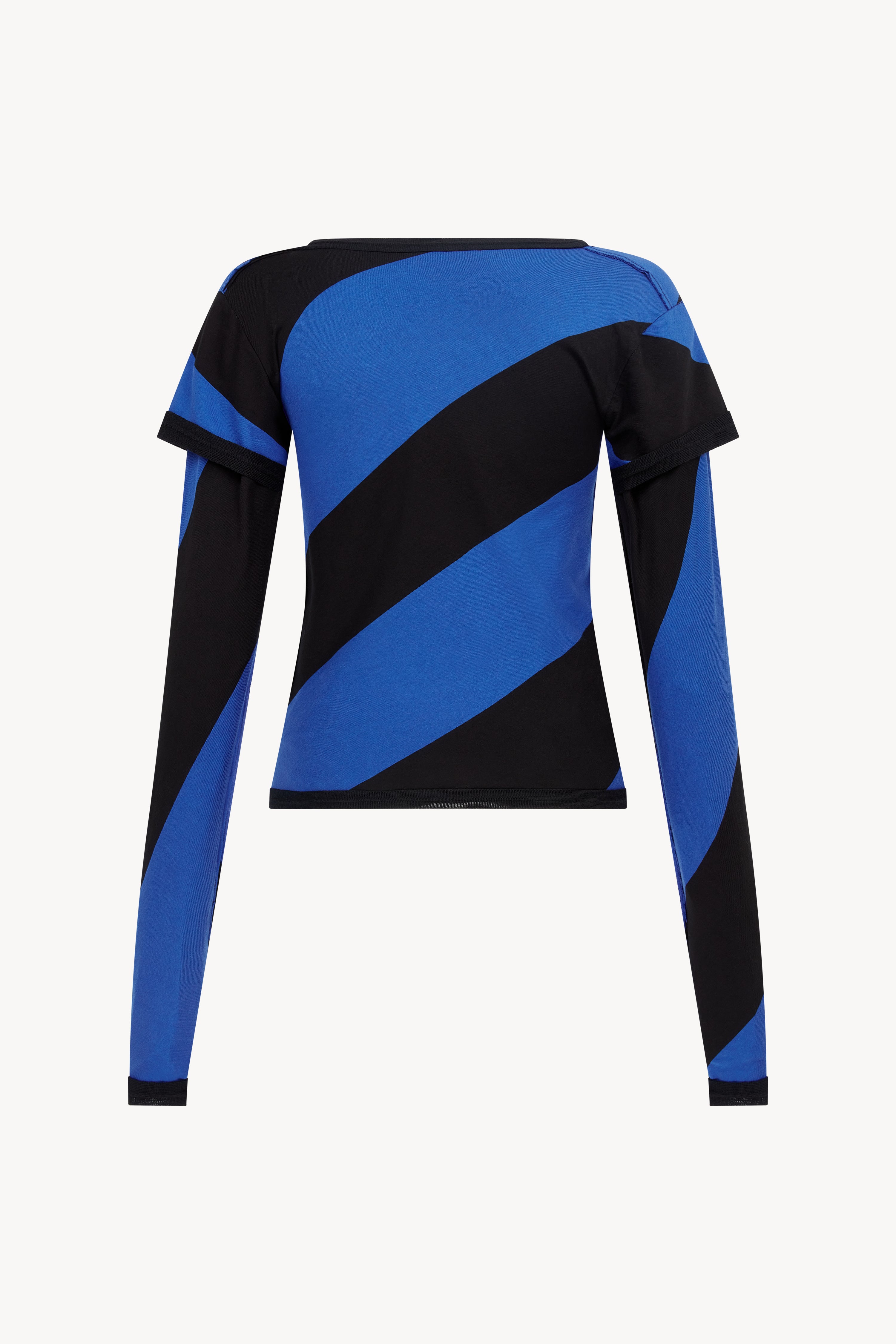 BLUE AND BLACK V-NECK TOP