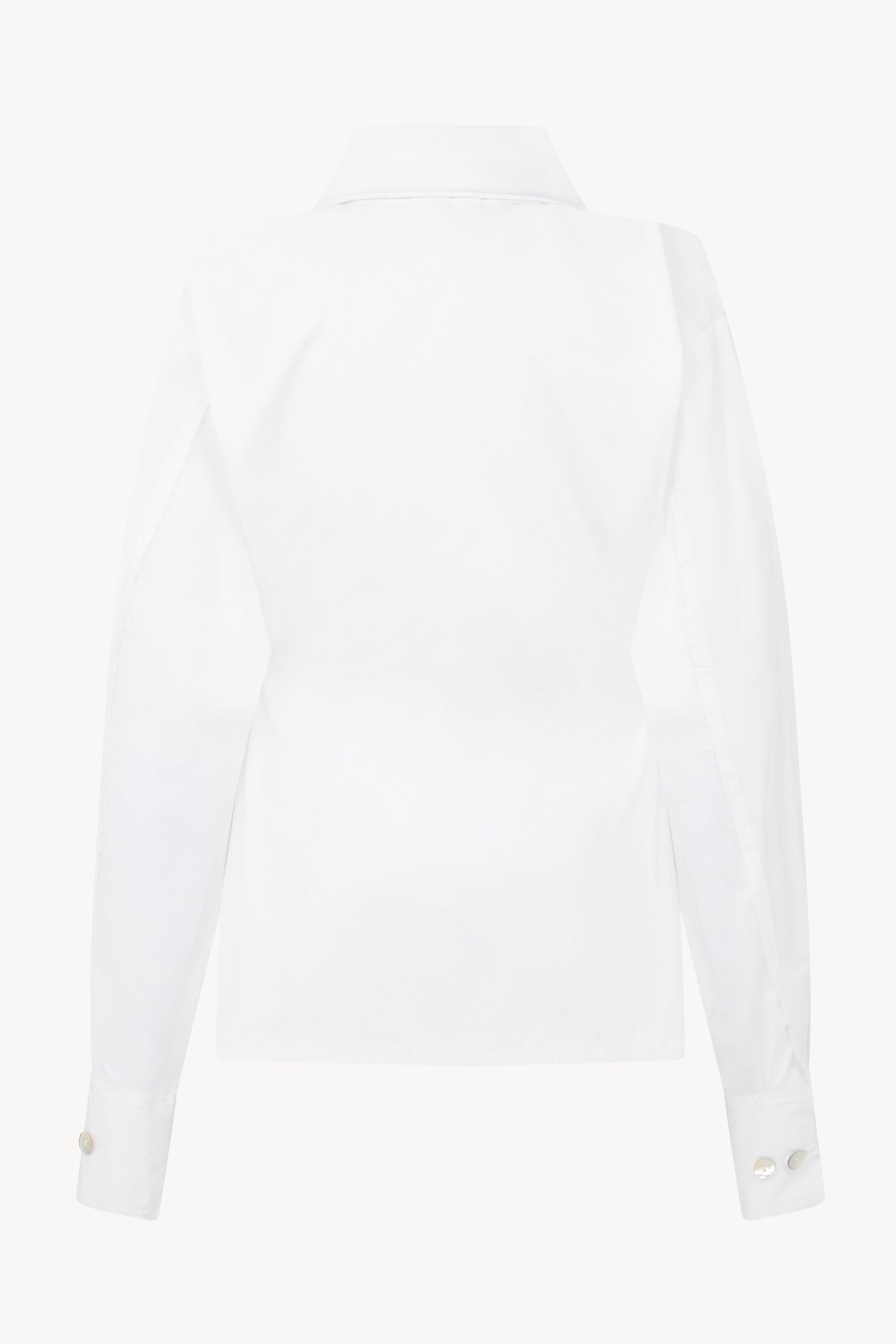WHITE PINCHED WAIST SHIRT WITH COLLAR