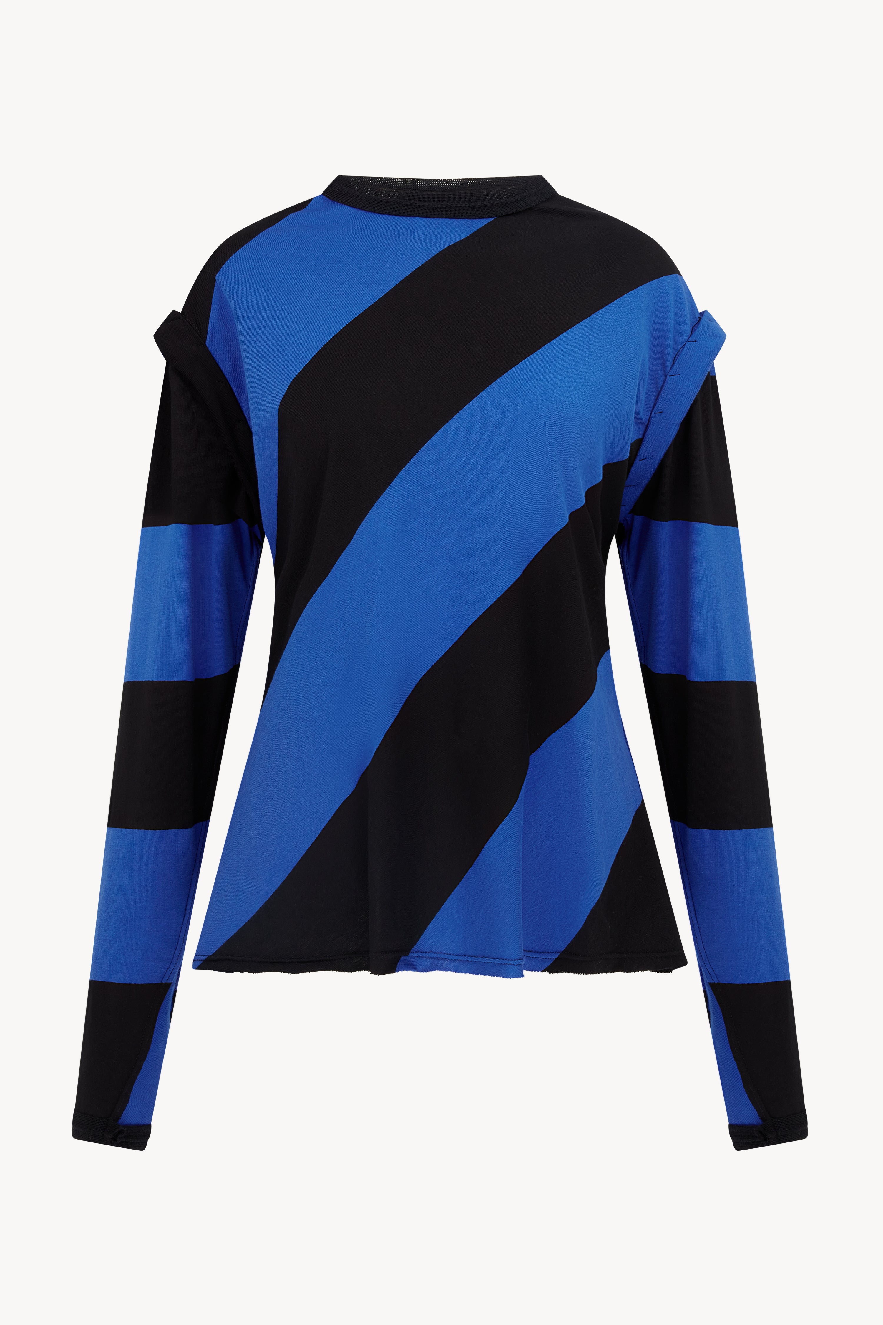 BLACK AND BLUE CREW NECK TOP