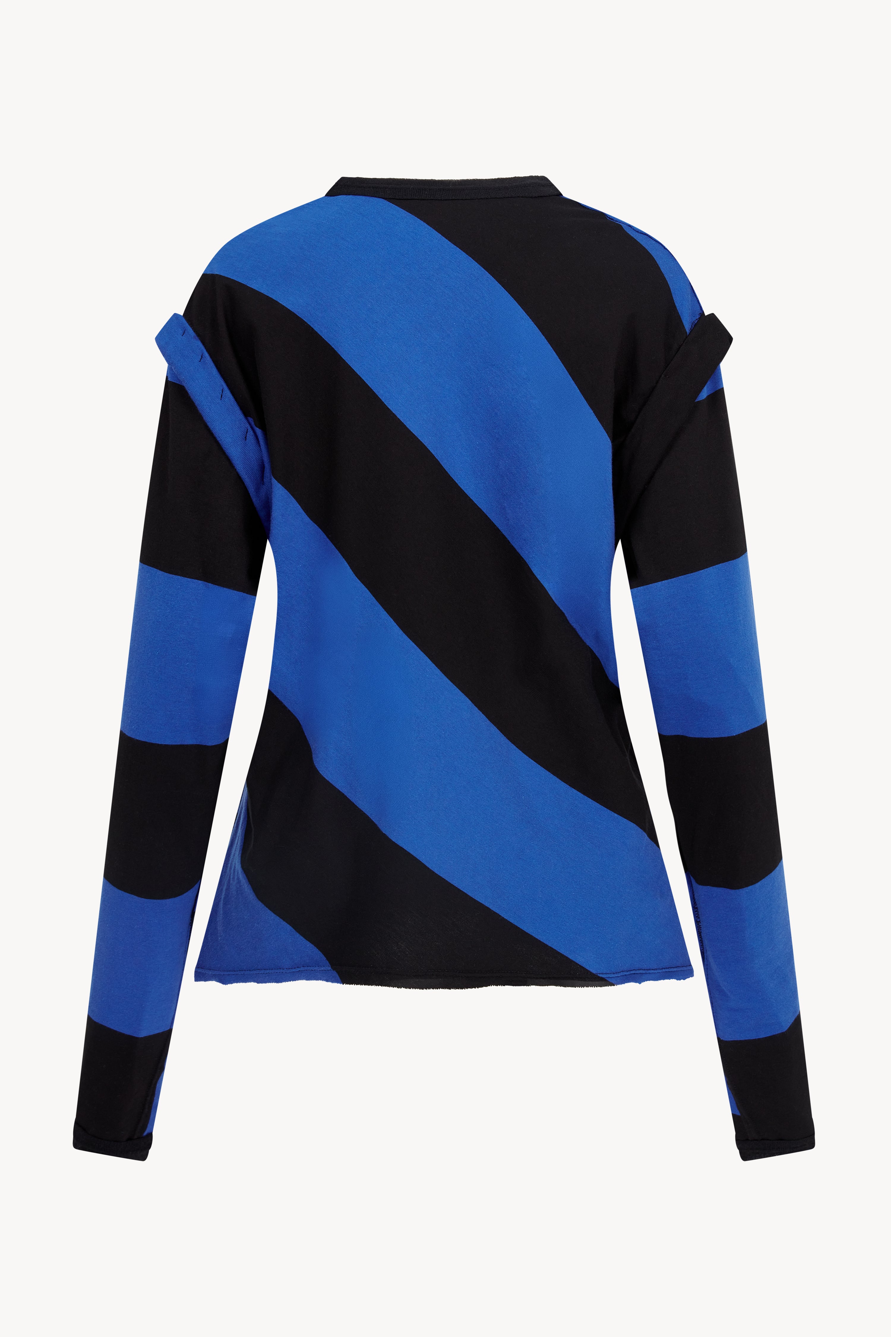 BLACK AND BLUE CREW NECK TOP