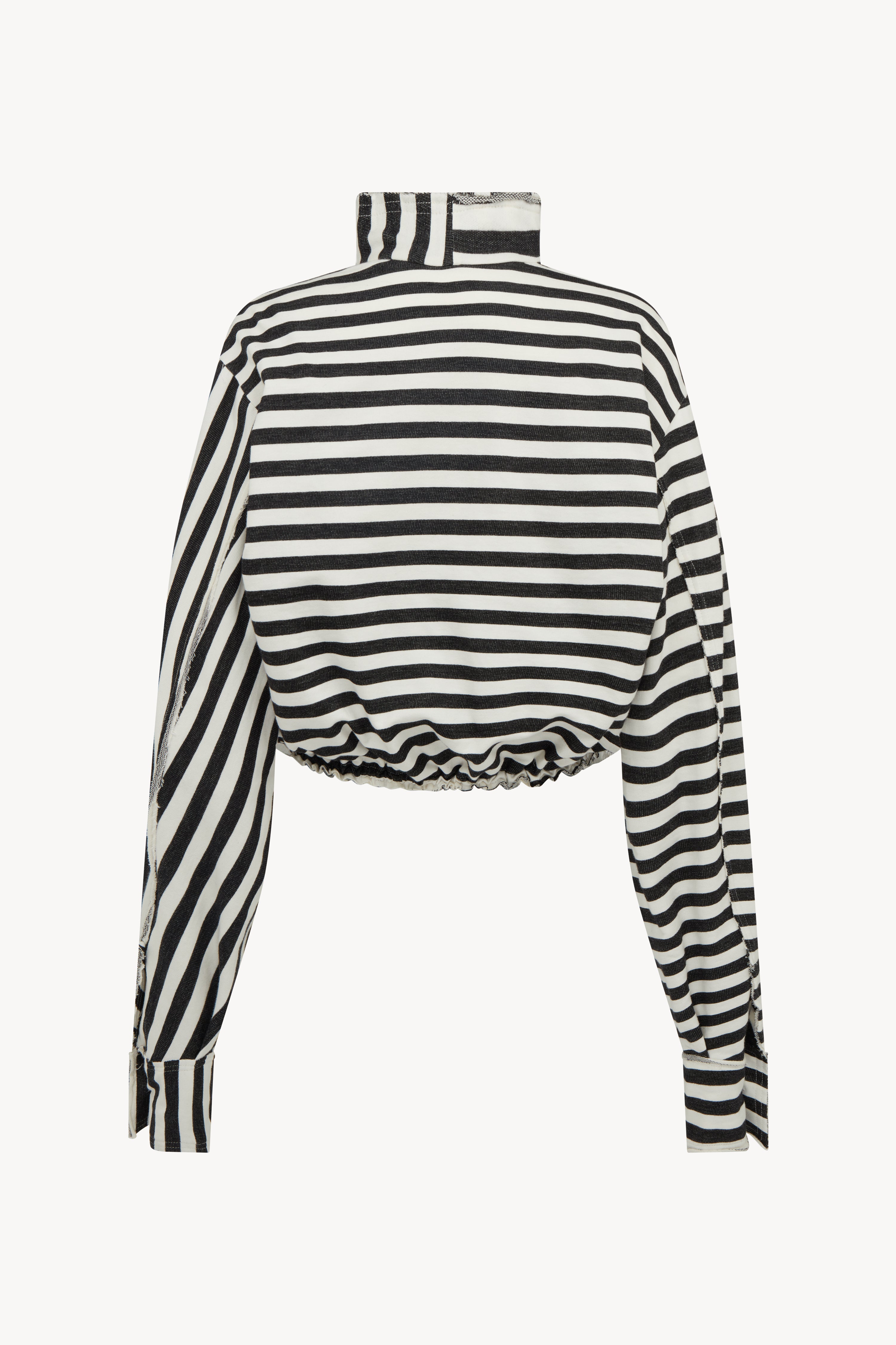 BLACK AND WHITE STRIPE BOMBER JACKET