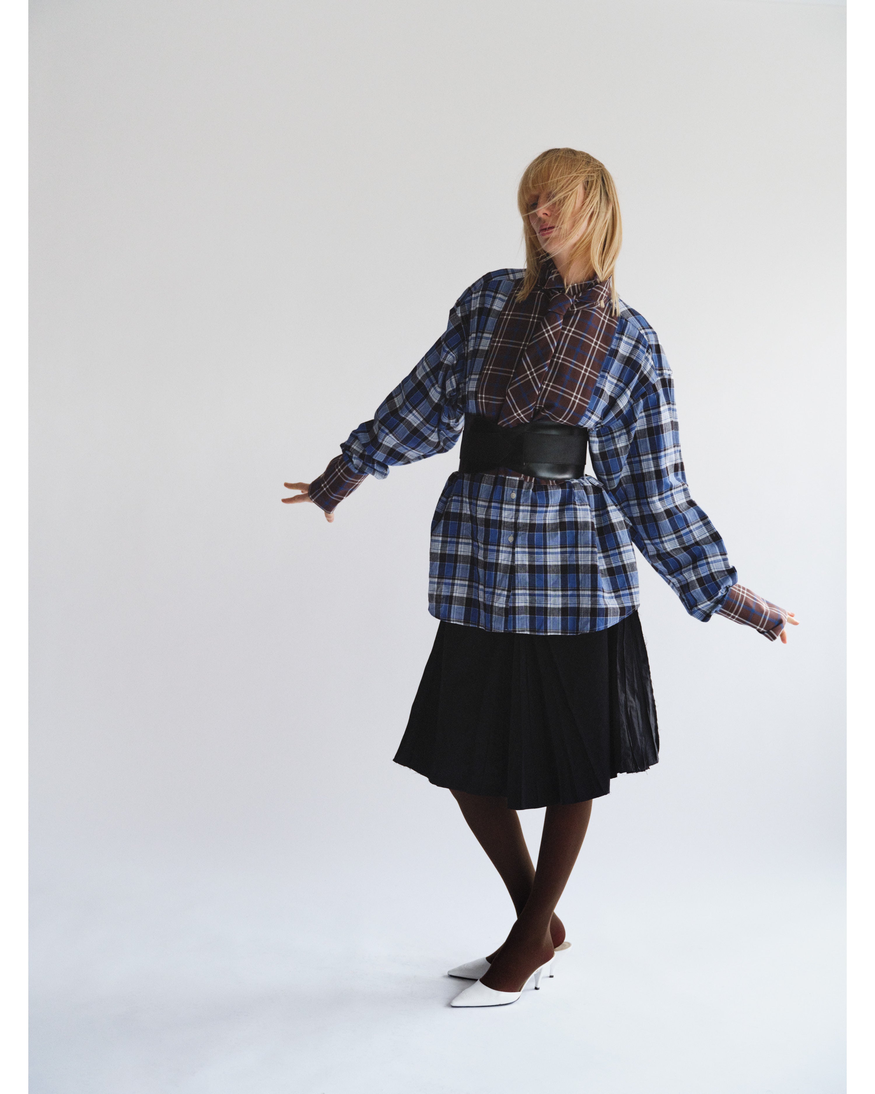 BROWN AND BLUE OVERSIZED EVENING SHIRT