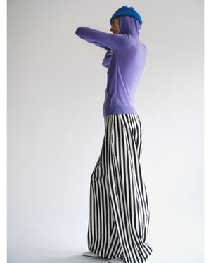 BLACK AND WHITE STRIPED WARM-UP TROUSERS