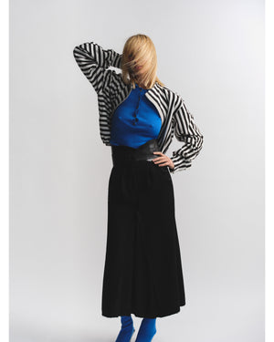 BLACK AND WHITE STRIPE BOMBER JACKET